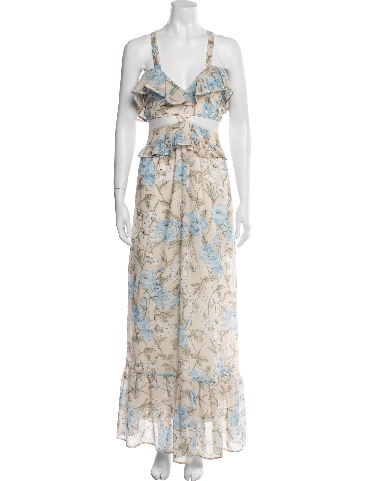 For Love & Lemons Floral Print Long Dress