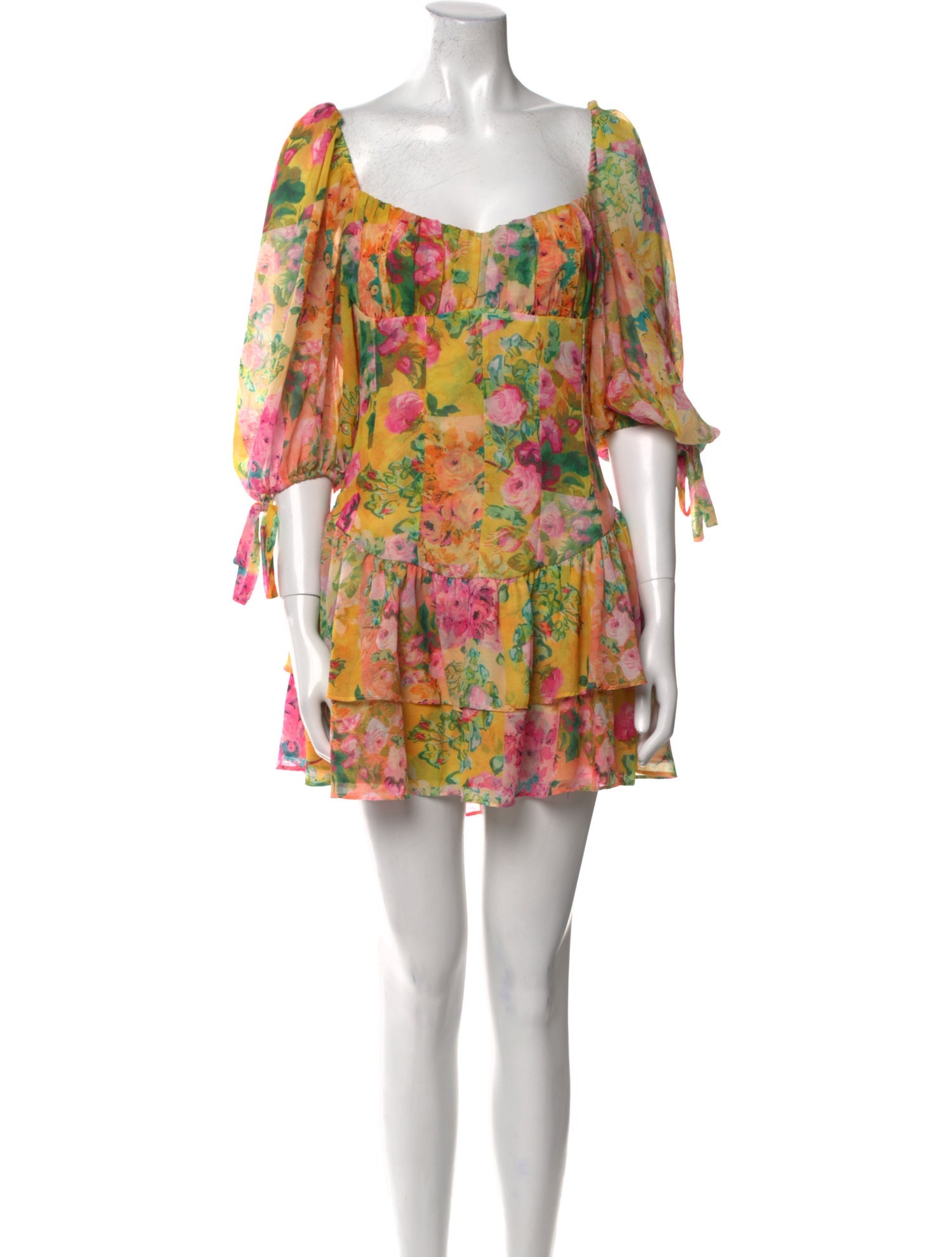 For Love & Lemons Floral Print Mini Dress