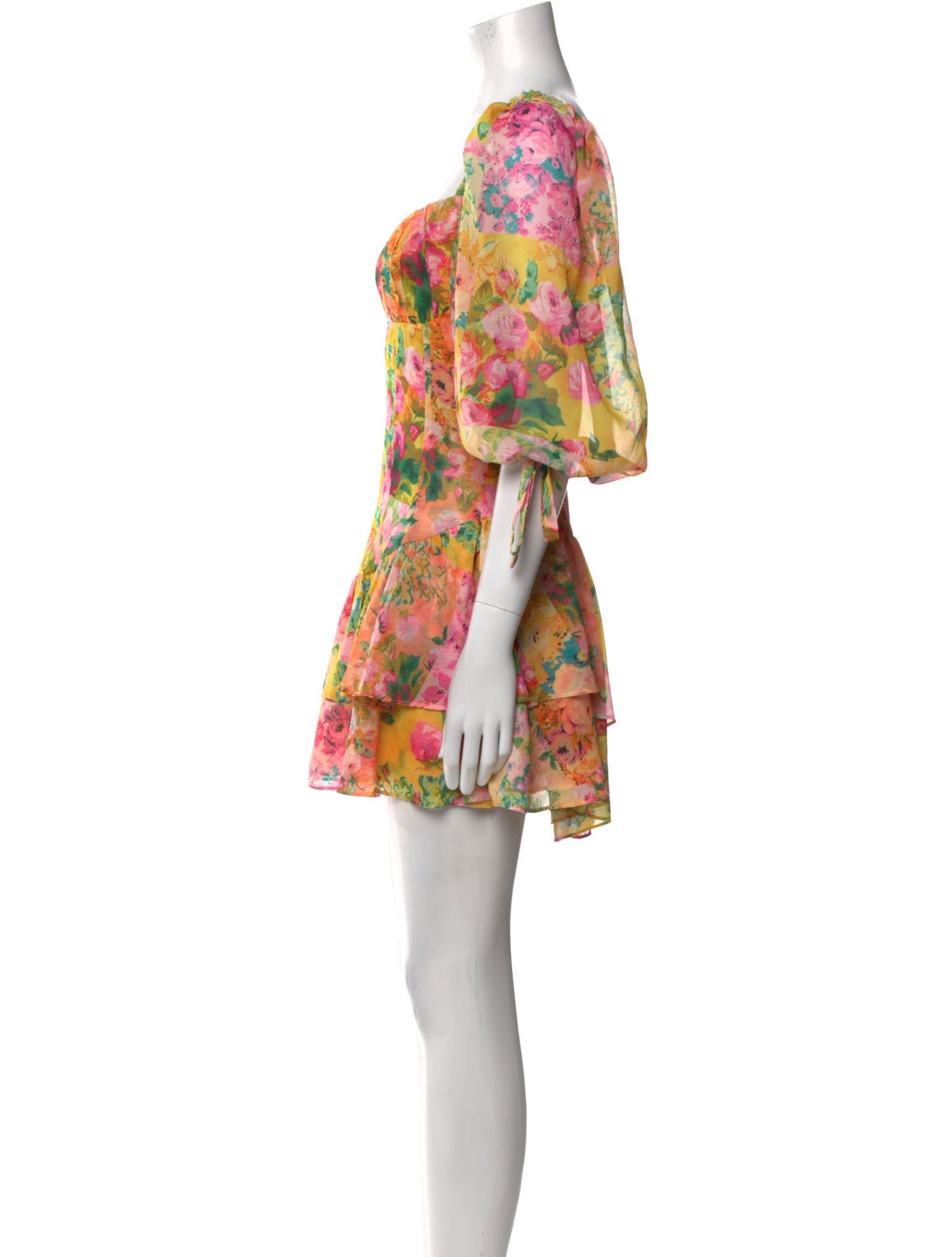 For Love & Lemons Floral Print Mini Dress