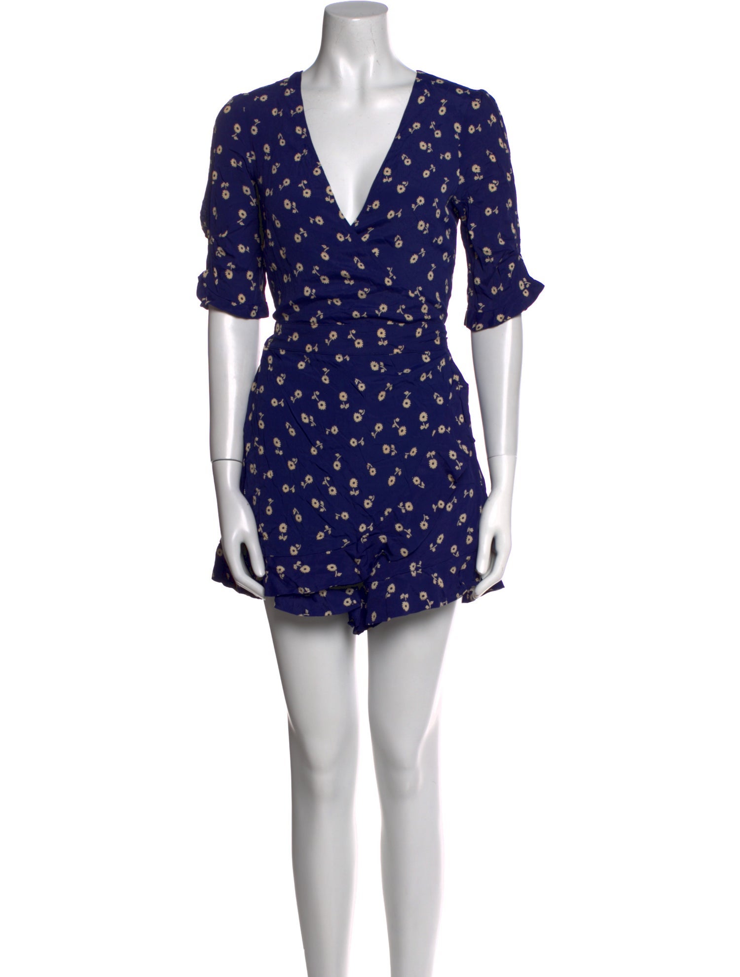 For Love & Lemons Floral Print V-Neck Romper