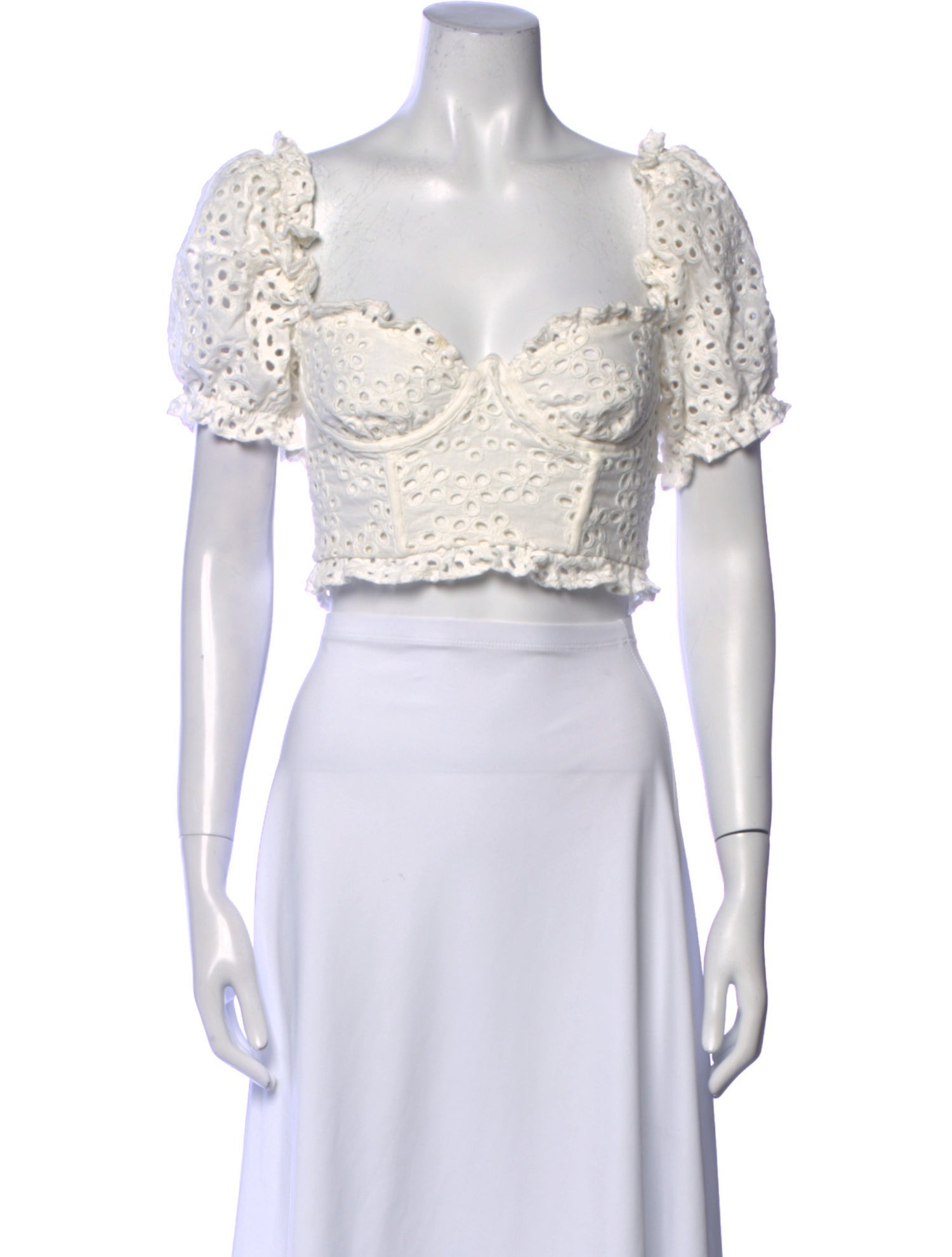 For Love & Lemons Lace Pattern Square Neckline Crop Top