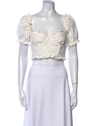 For Love & Lemons Lace Pattern Square Neckline Crop Top