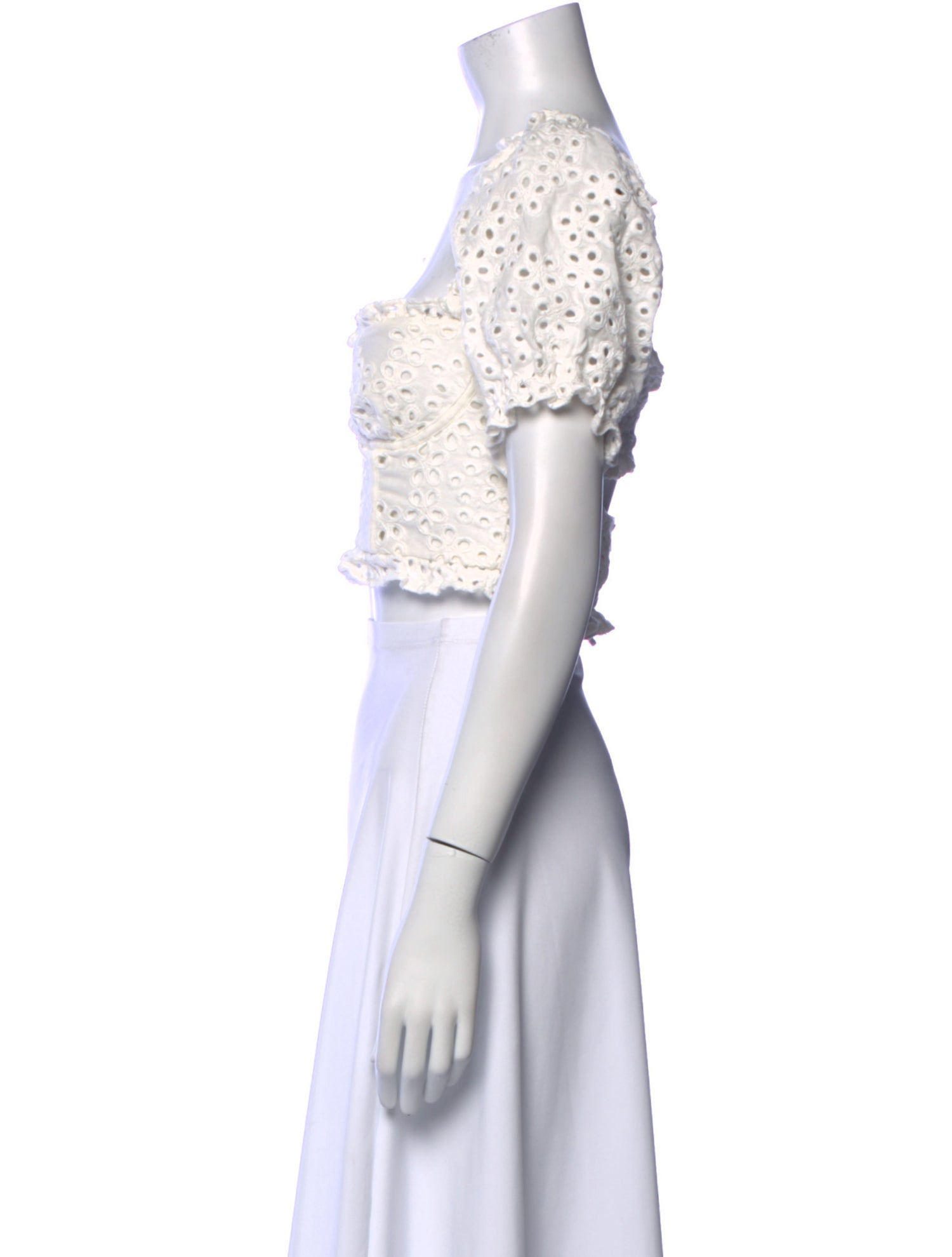 For Love & Lemons Lace Pattern Square Neckline Crop Top