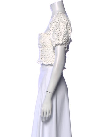 For Love & Lemons Lace Pattern Square Neckline Crop Top