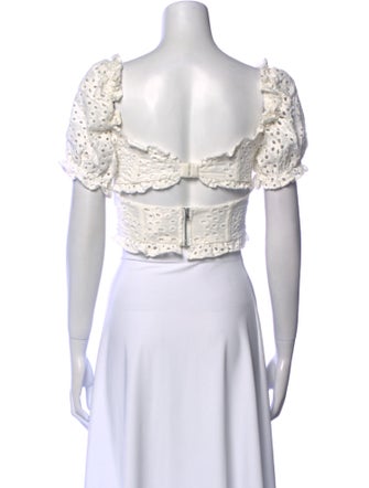 For Love & Lemons Lace Pattern Square Neckline Crop Top