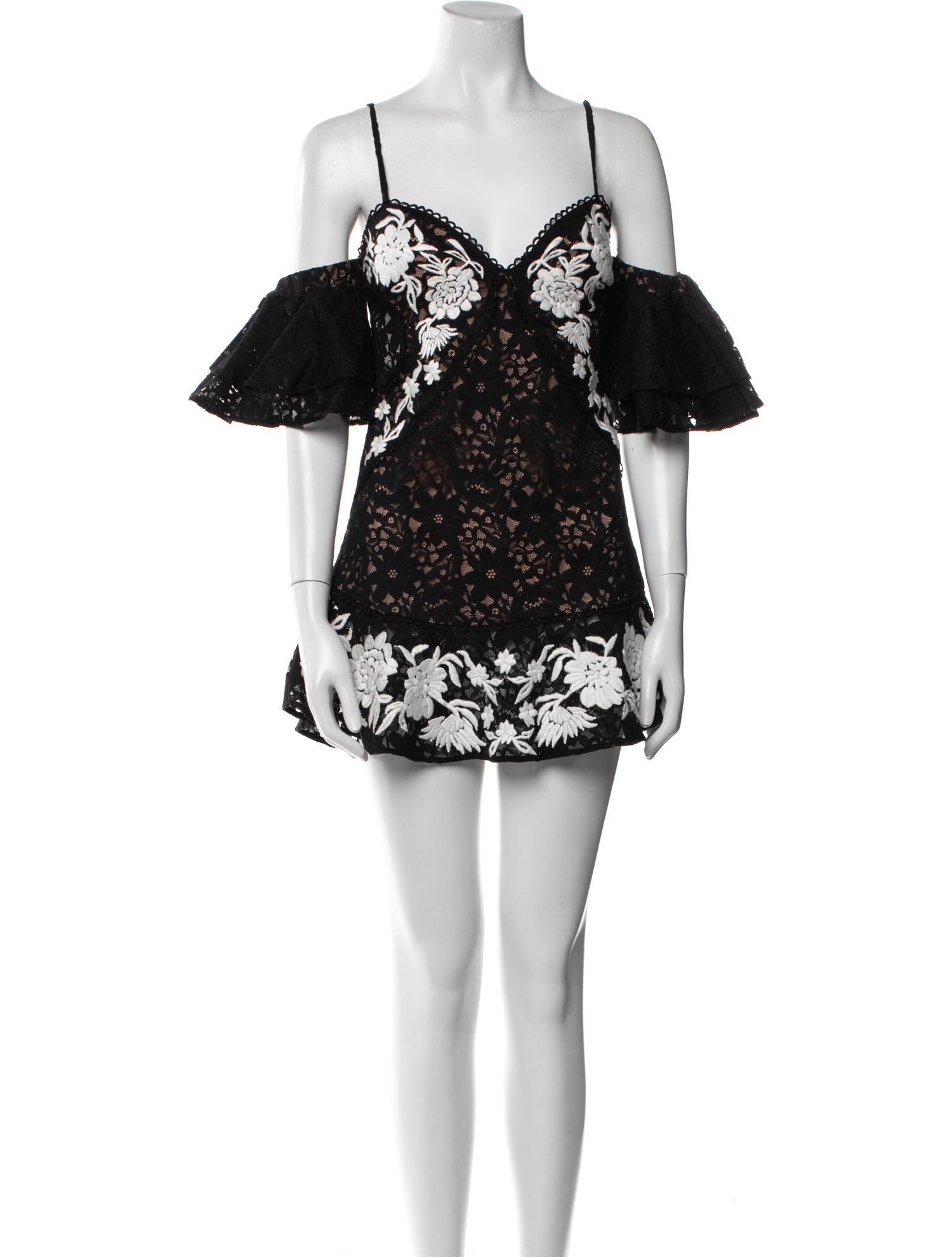 For Love & Lemons Lace Pattern Mini Dress
