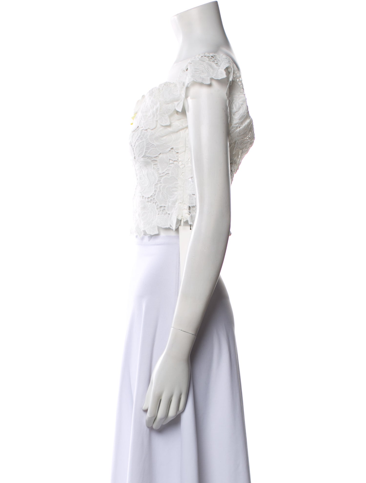 For Love & Lemons Lace Pattern Off-The-Shoulder Crop Top