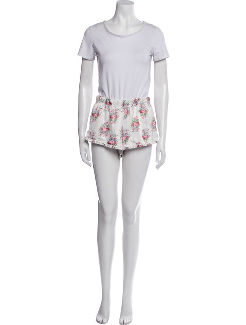 For Love & Lemons Floral Print Ruffle Embellishment Short Set