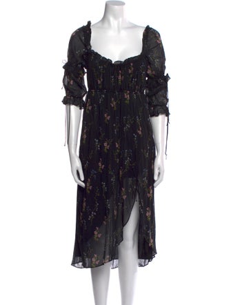 For Love & Lemons Silk Midi Length Dress