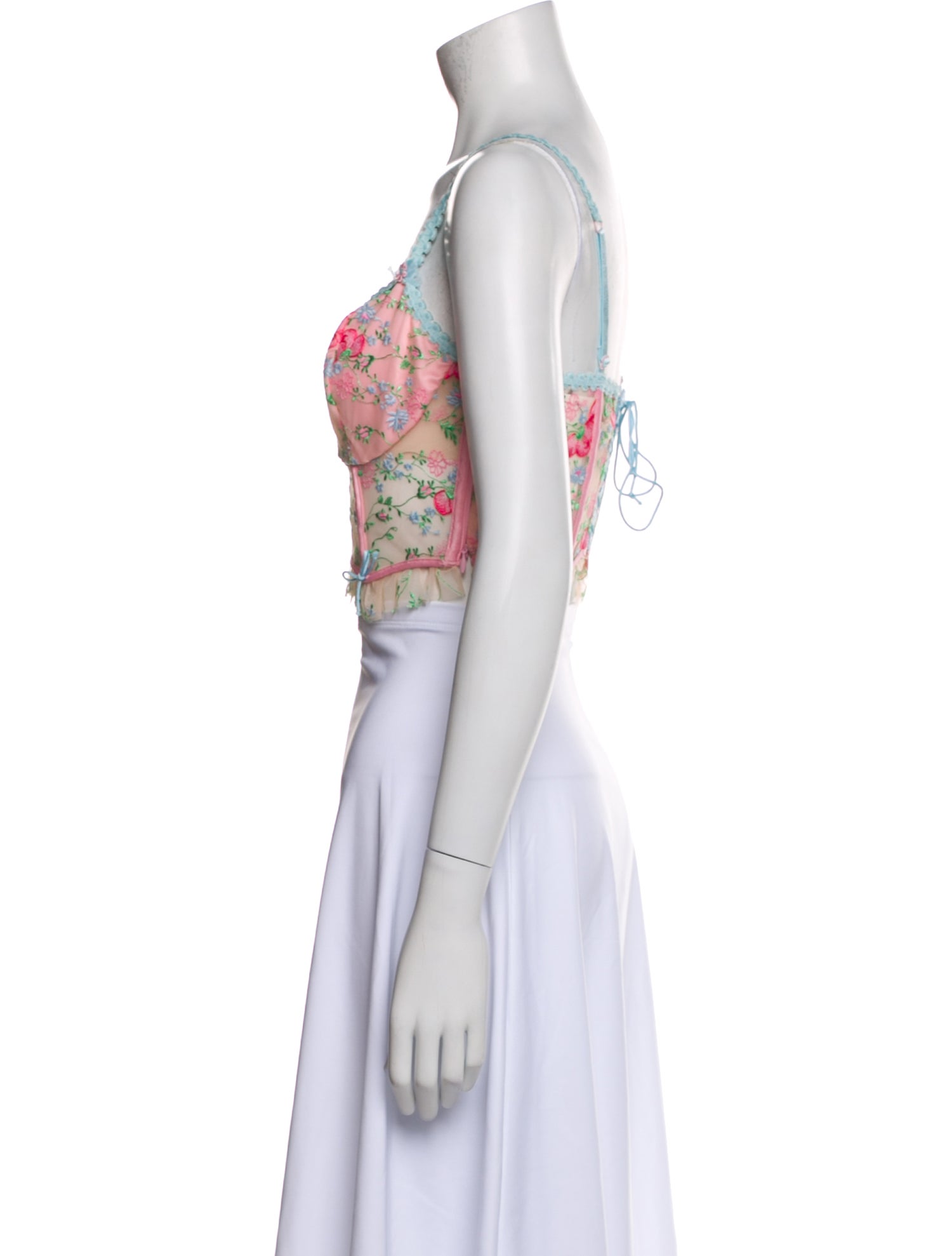 For Love & Lemons Floral Print V-Neck Crop Top