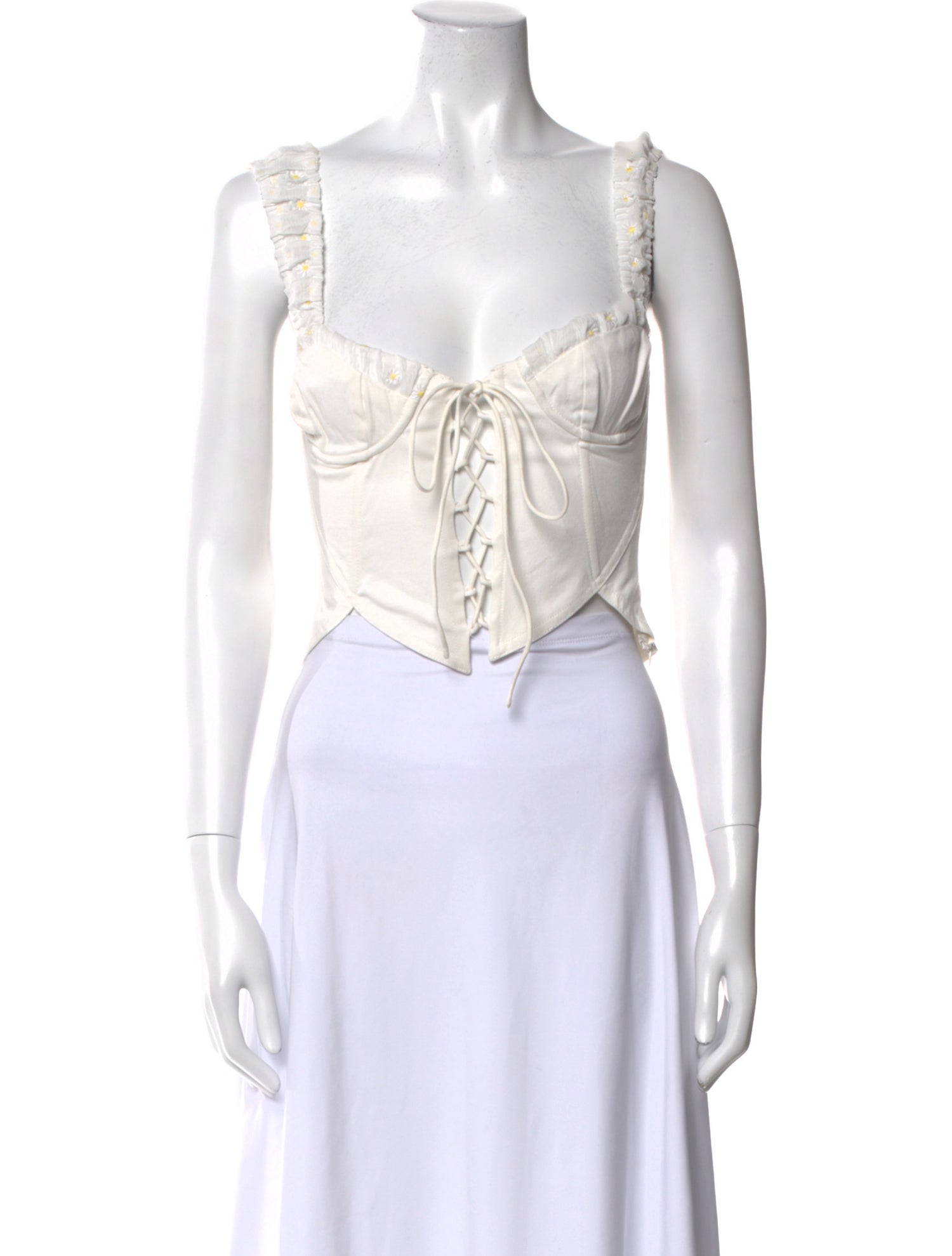 For Love & Lemons Square Neckline Sleeveless Crop Top