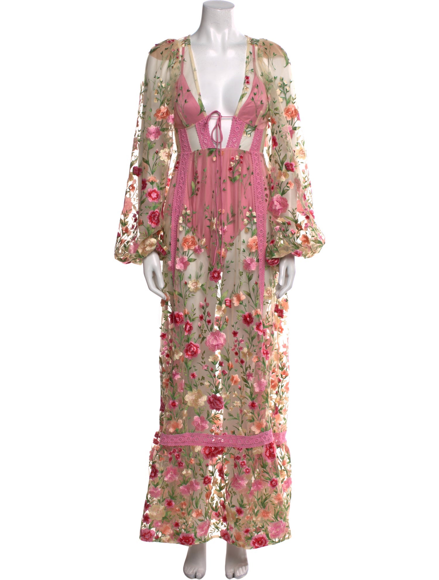 For Love & Lemons Floral Print Long Dress w/ Tags