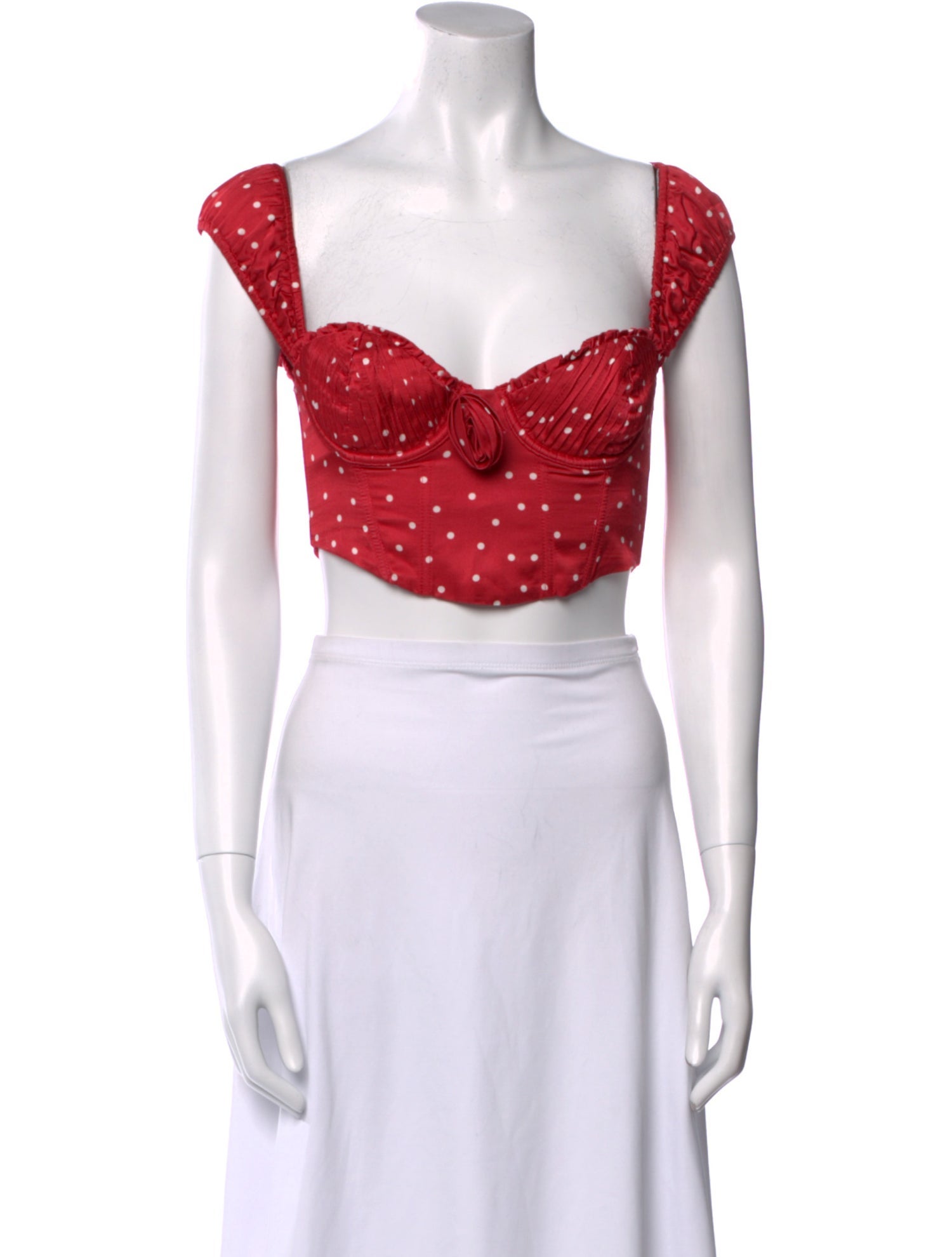 For Love & Lemons Polka Dot Print Square Neckline Crop Top