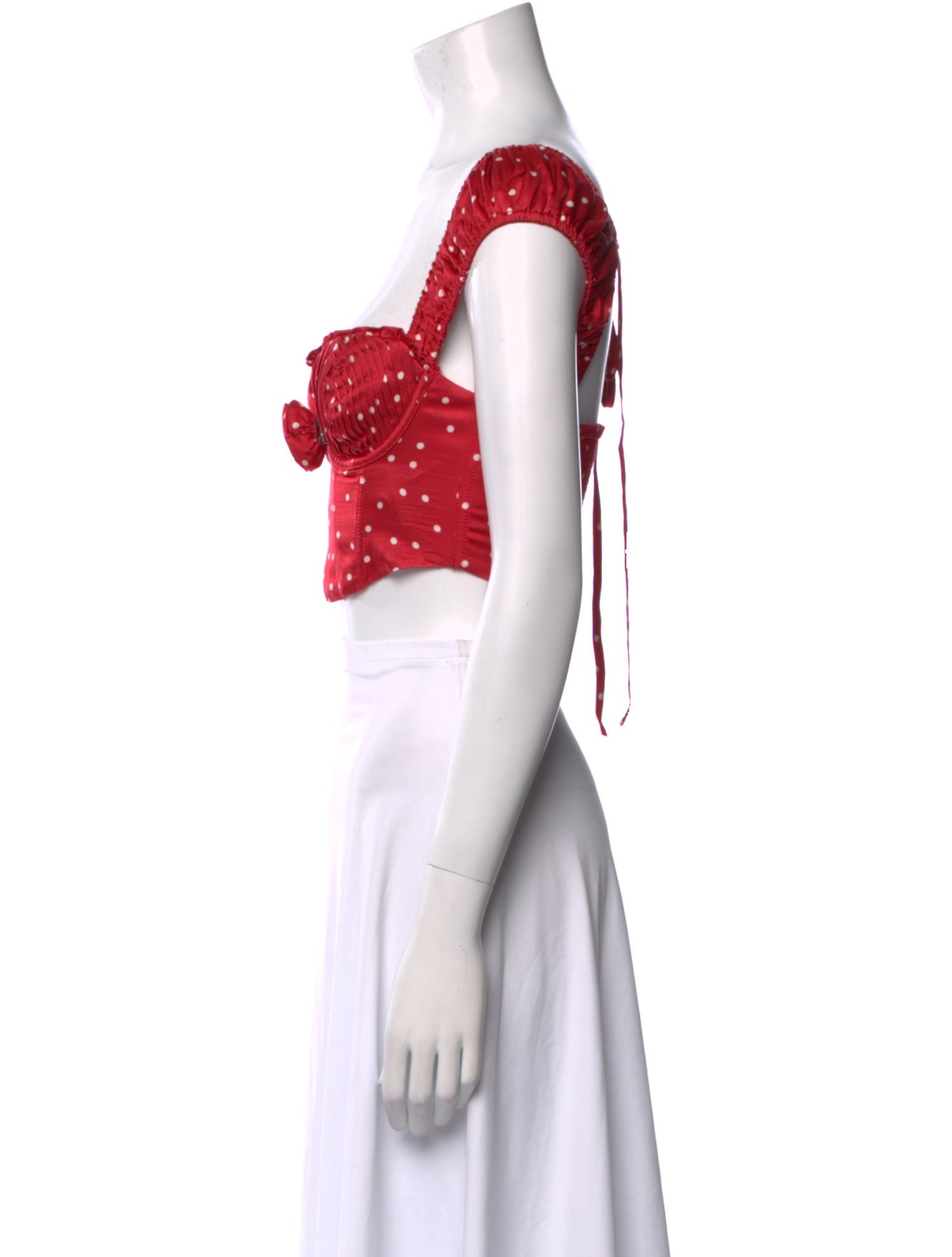 For Love & Lemons Polka Dot Print Square Neckline Crop Top