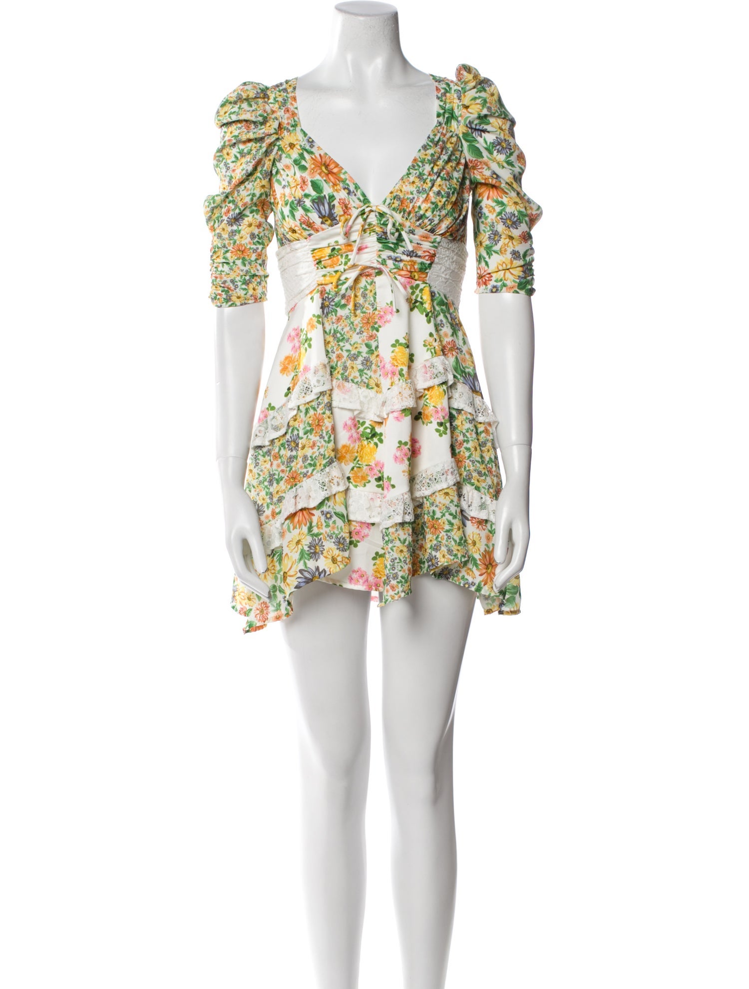 For Love & Lemons Floral Print Mini Dress