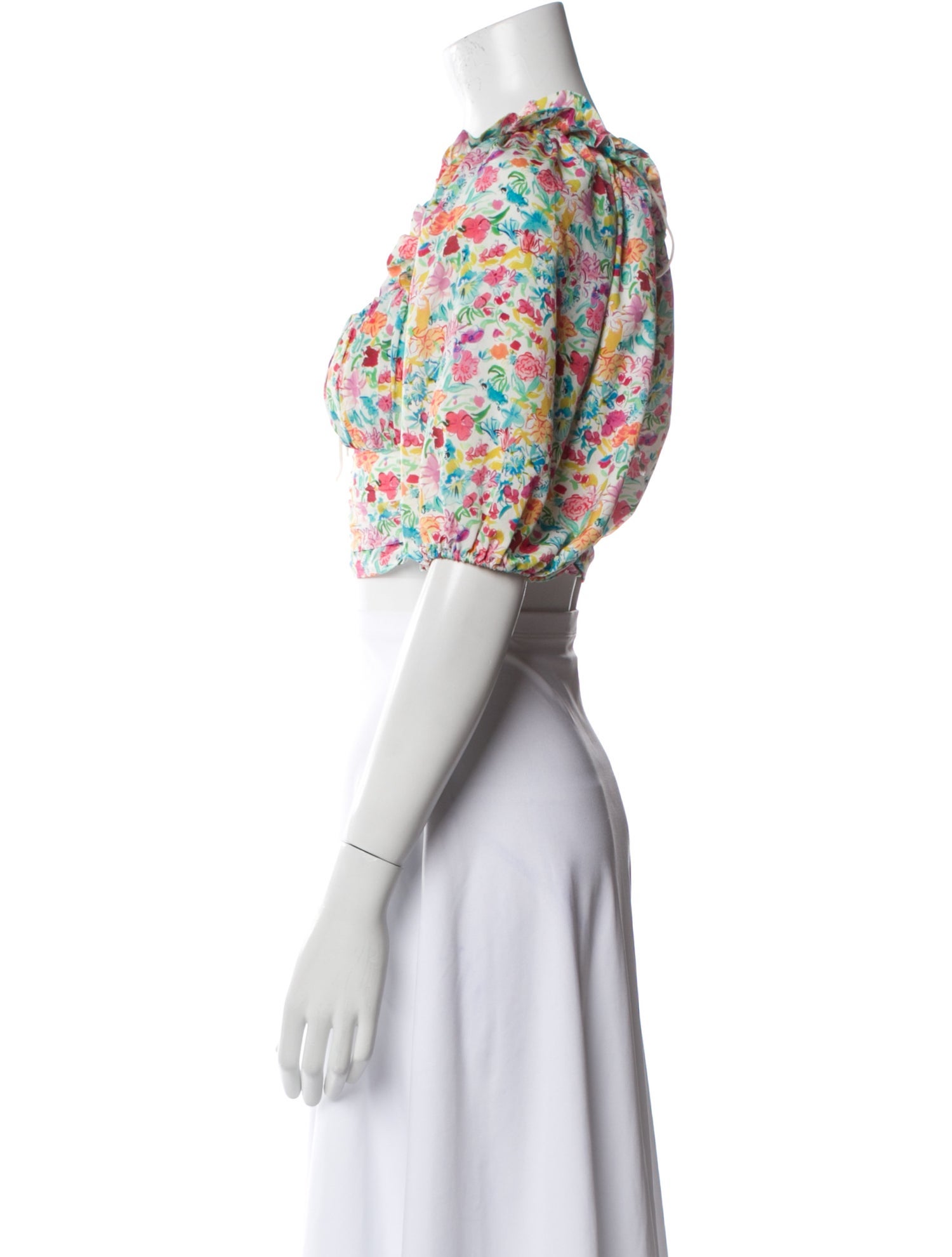 For Love & Lemons Floral Print Square Neckline Crop Top