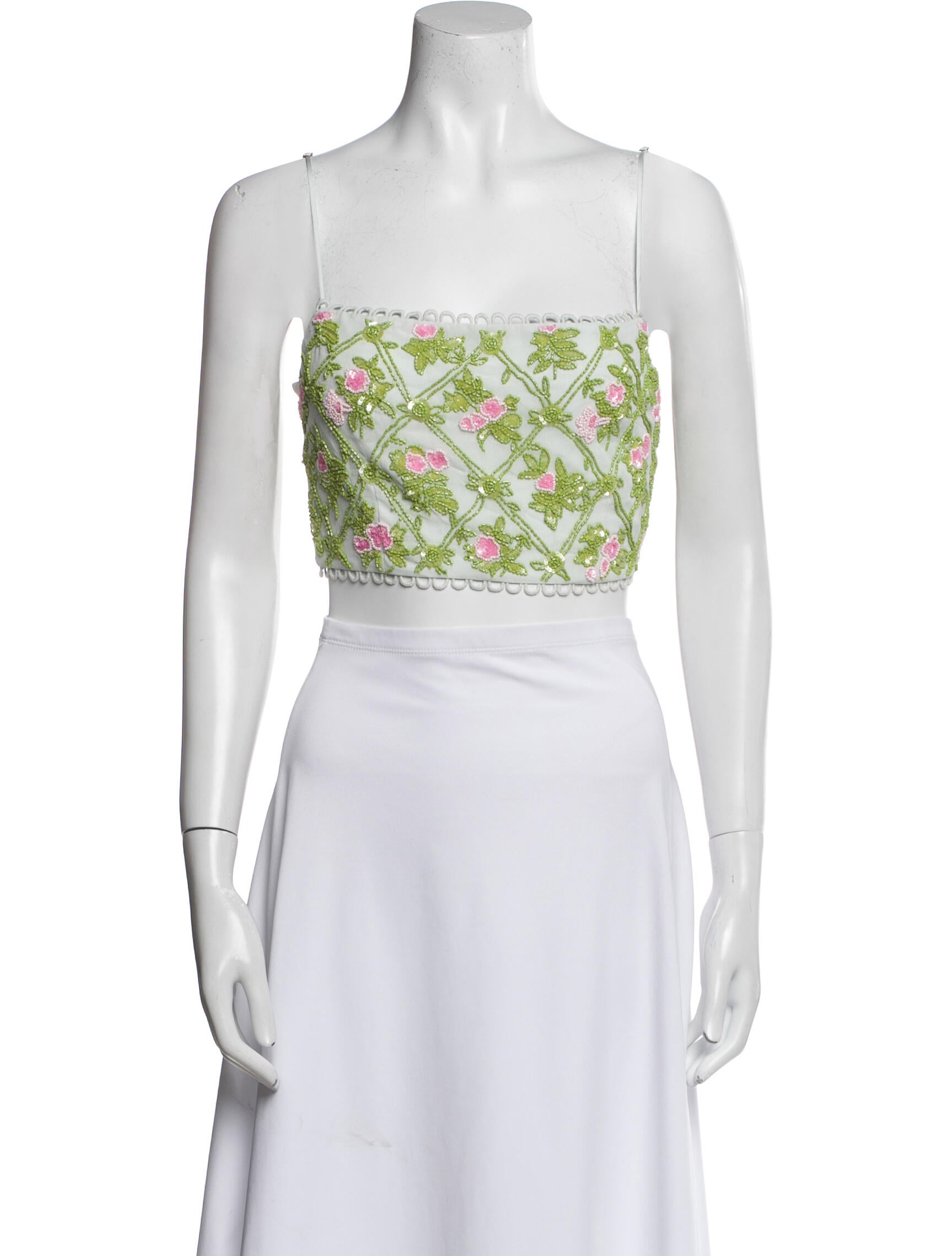 For Love & Lemons Floral Print Square Neckline Crop Top