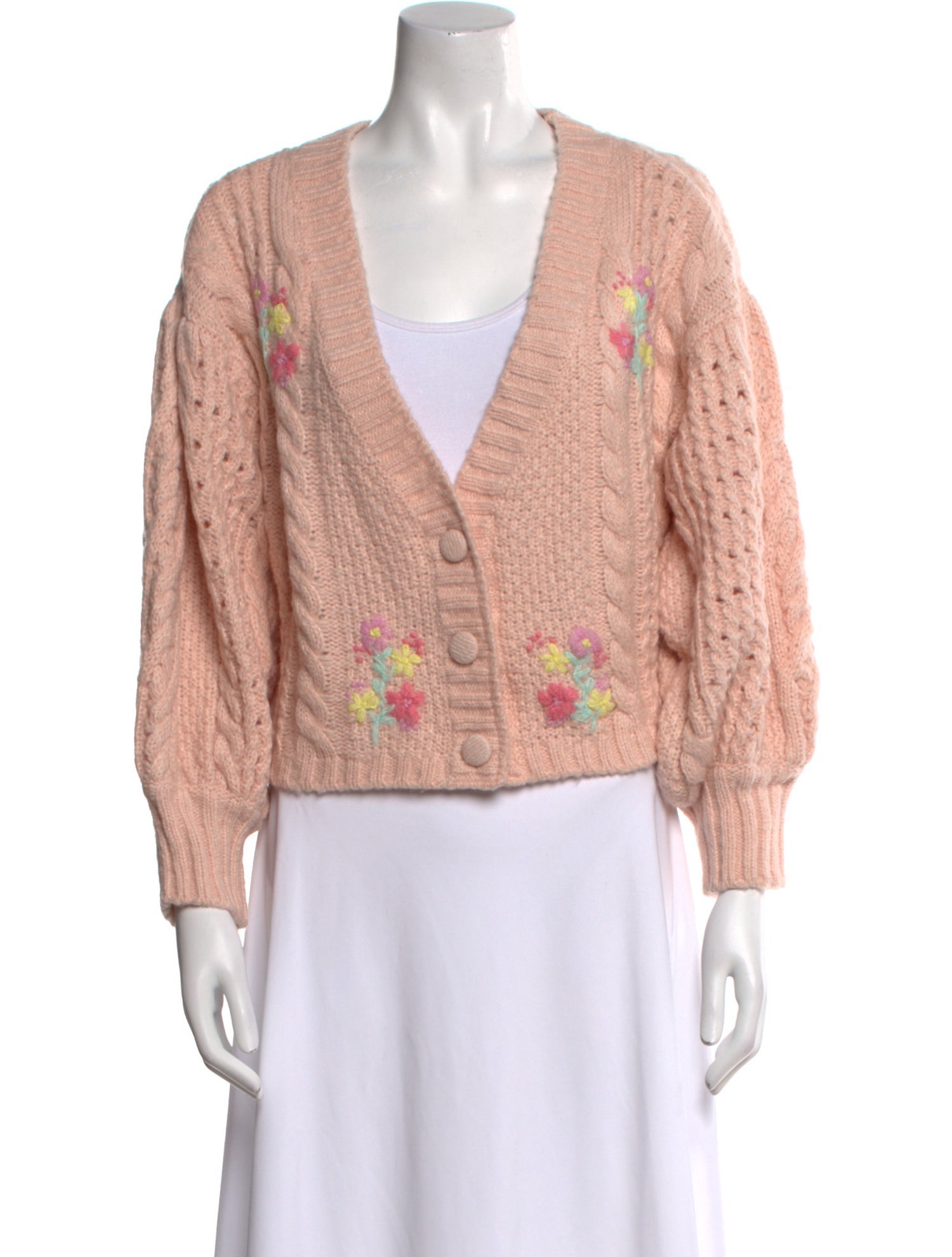 For Love & Lemons Floral Print V-Neck Sweater w/ Tags