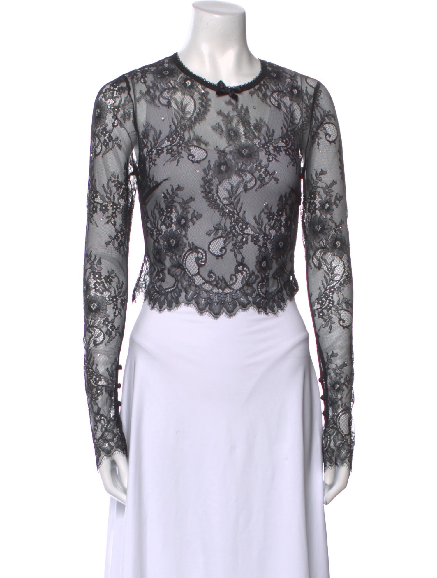 For Love & Lemons Lace Pattern Crew Neck Crop Top w/ Tags