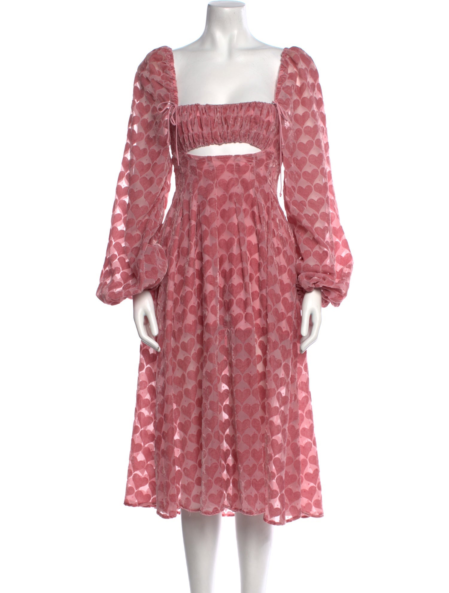 For Love & Lemons Polka Dot Print Midi Length Dress