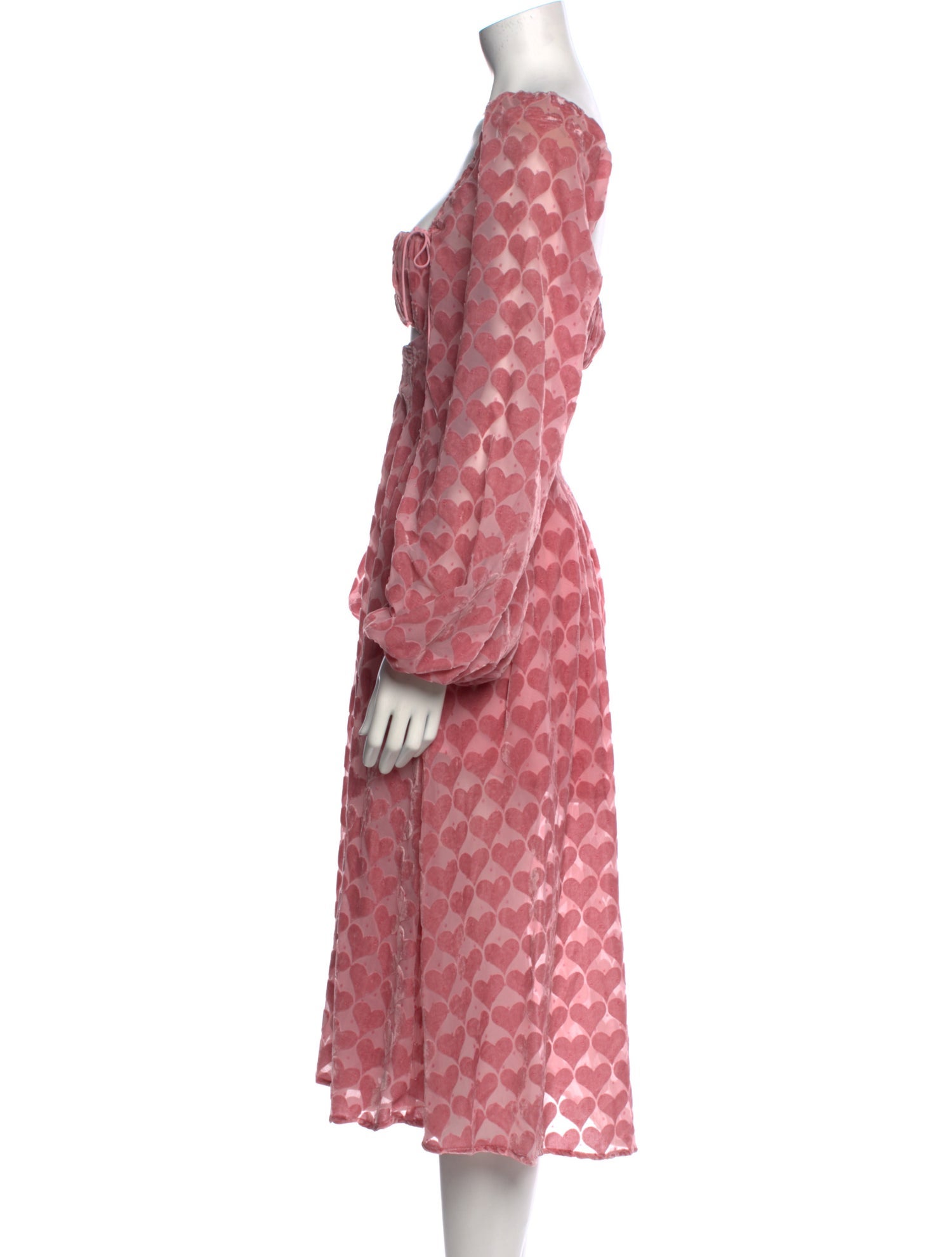 For Love & Lemons Polka Dot Print Midi Length Dress