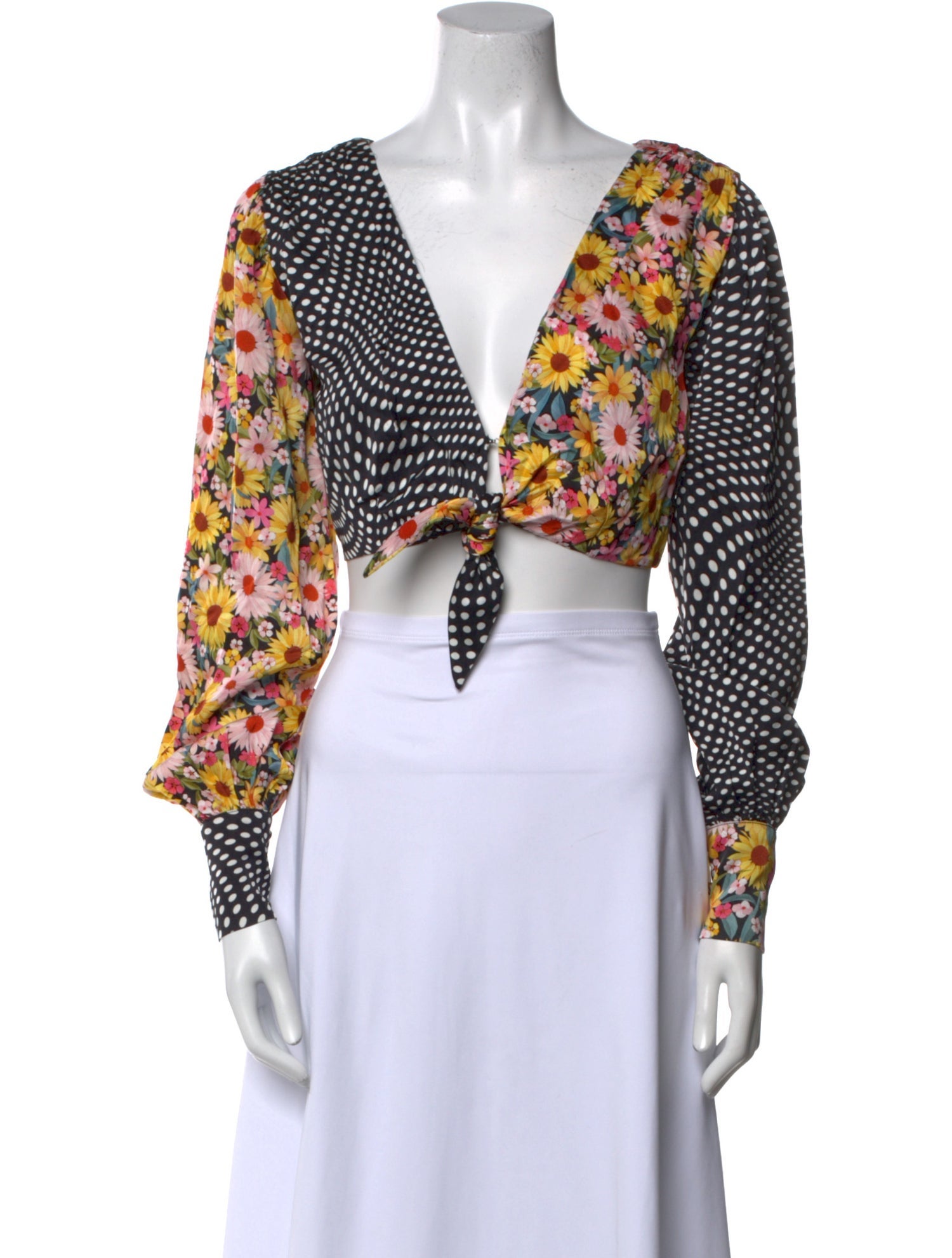 For Love & Lemons Floral Print V-Neck Crop Top w/ Tags