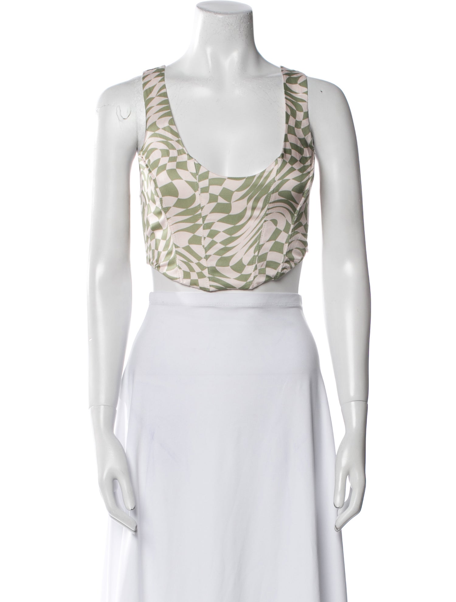 For Love & Lemons Printed Scoop Neck Crop Top