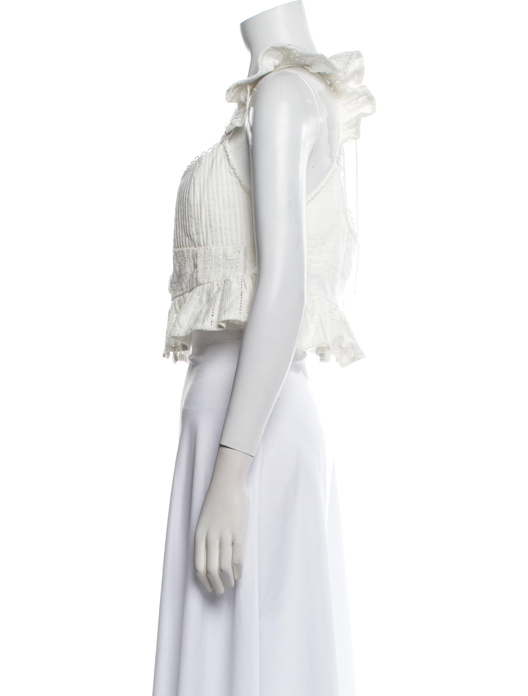 For Love & Lemons Square Neckline Short Sleeve Crop Top