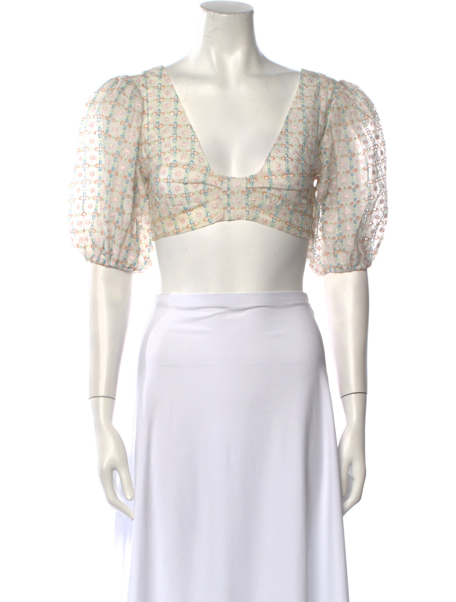 For Love & Lemons Printed V-Neck Crop Top w/ Tags