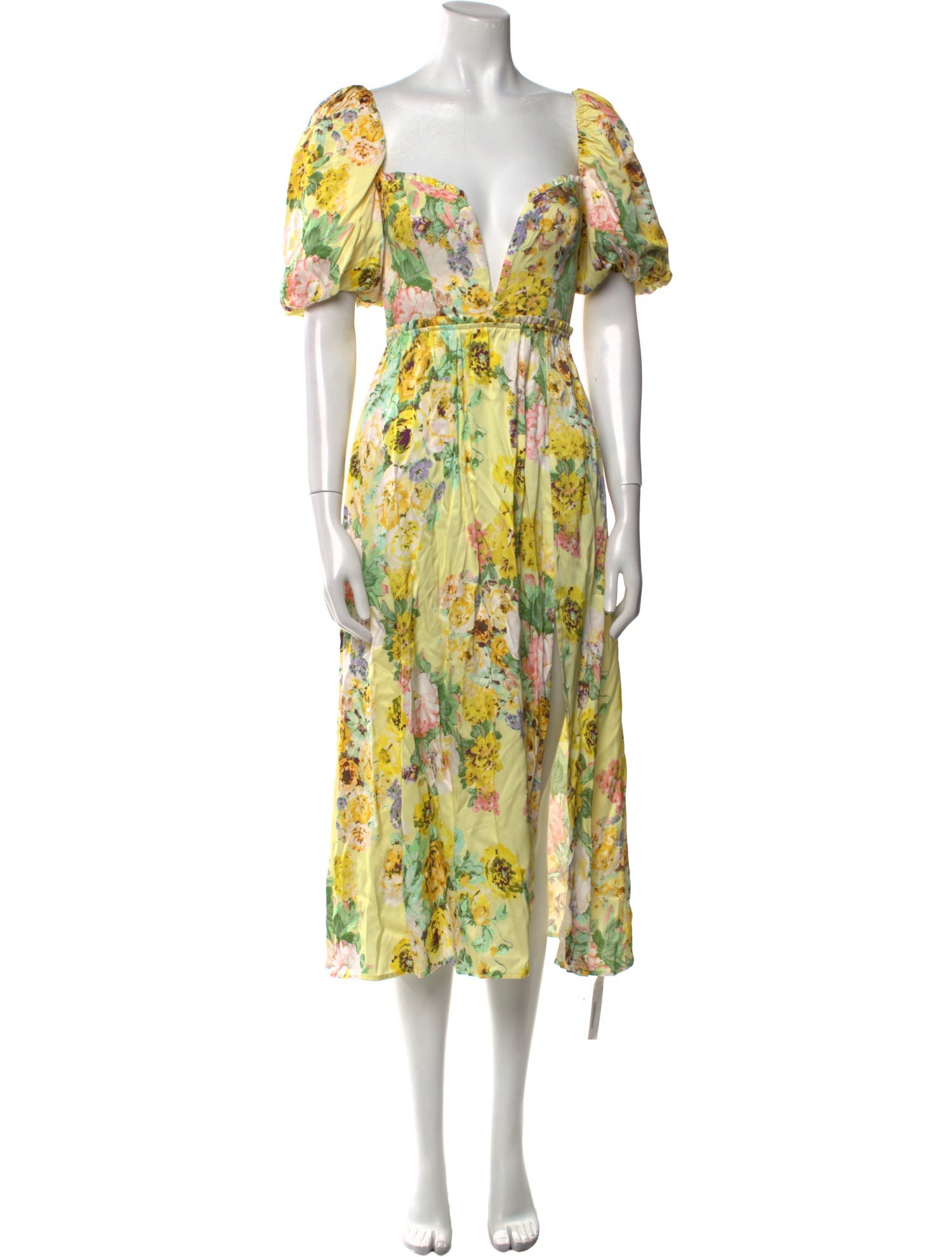 For Love & Lemons Floral Print Midi Length Dress