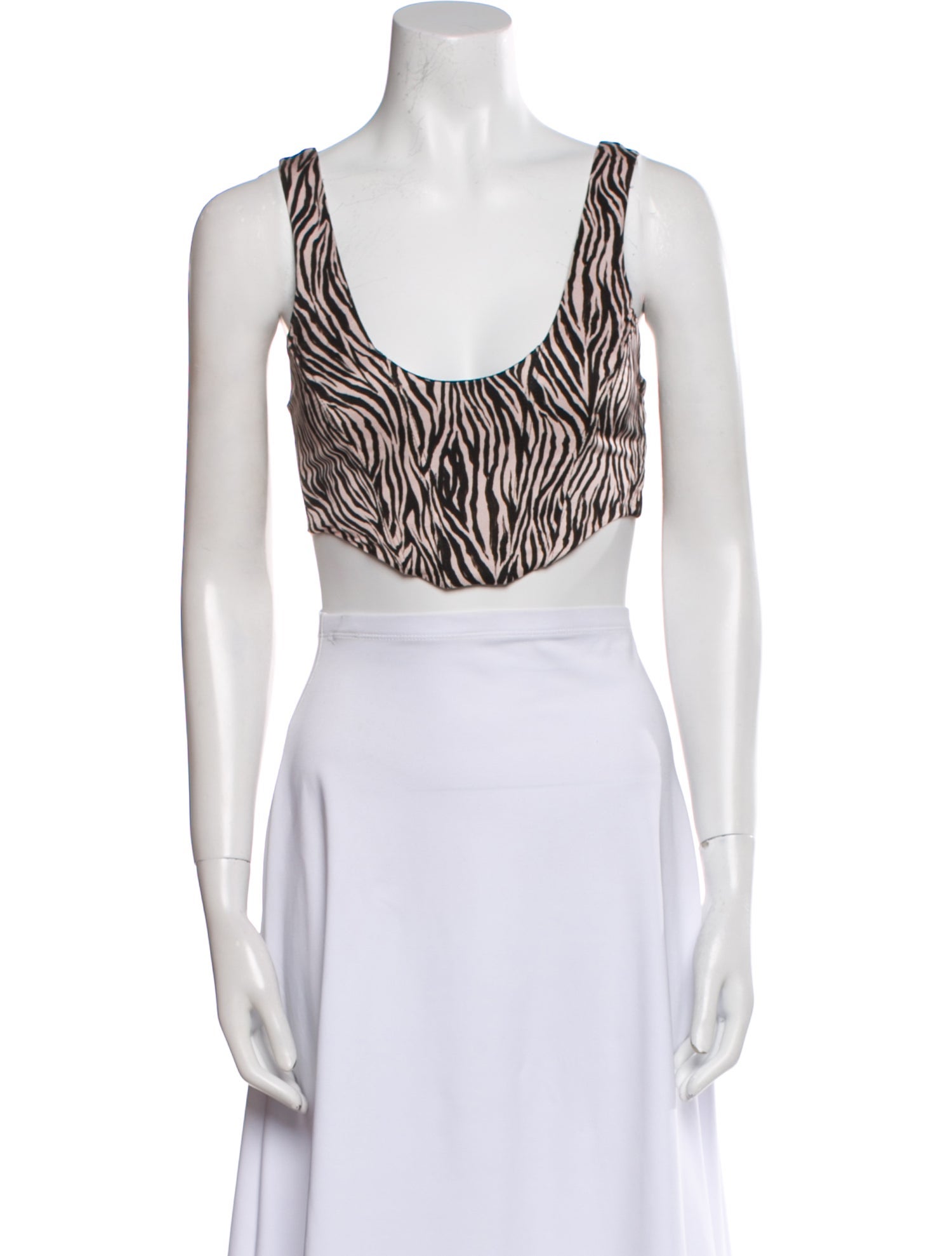 For Love & Lemons Animal Print Scoop Neck Crop Top