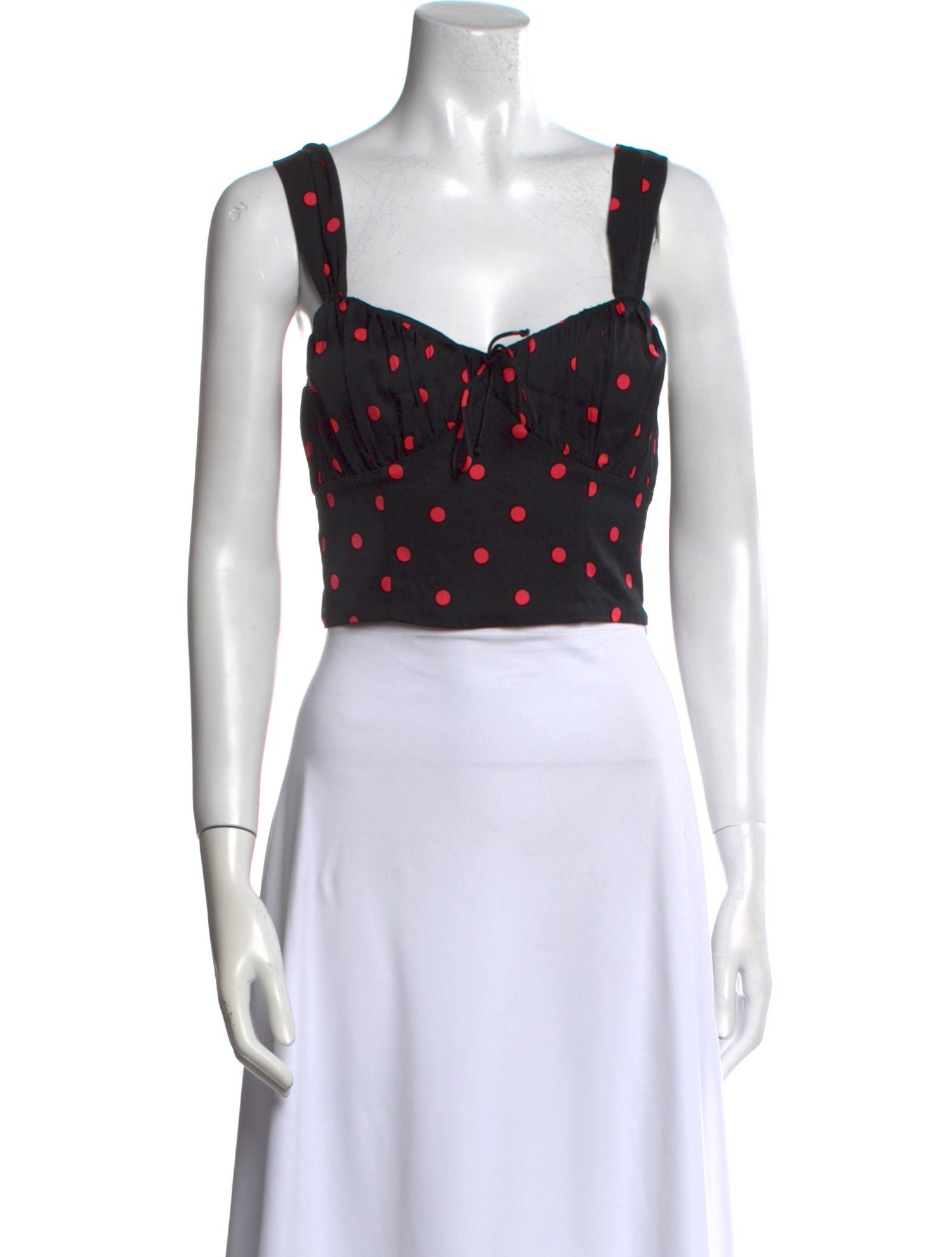 For Love & Lemons Polka Dot Print Square Neckline Crop Top