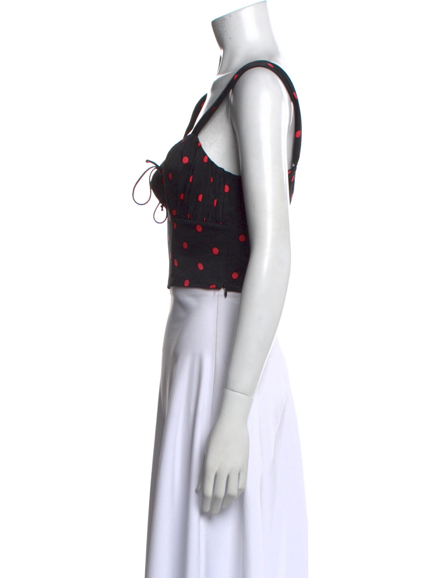 For Love & Lemons Polka Dot Print Square Neckline Crop Top