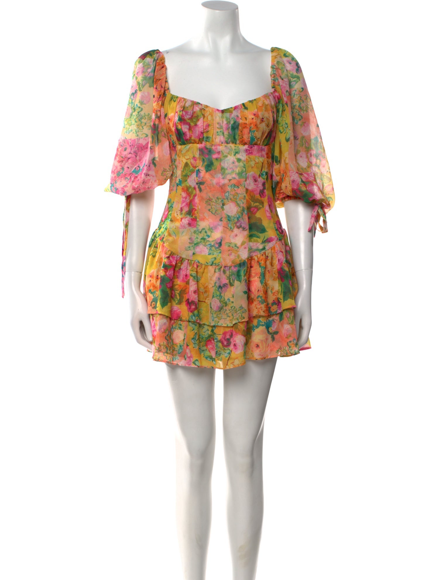 For Love & Lemons Floral Print Mini Dress