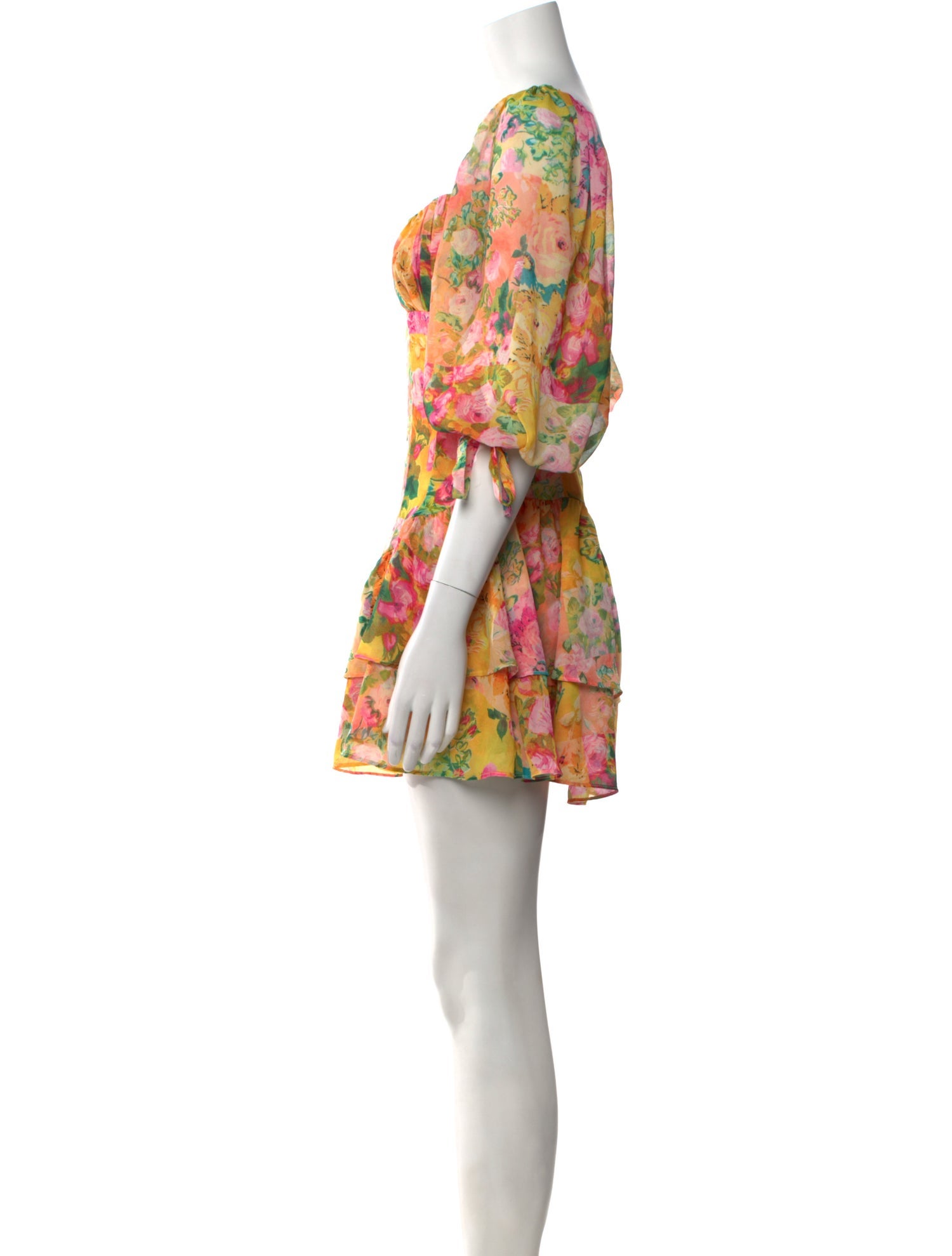 For Love & Lemons Floral Print Mini Dress