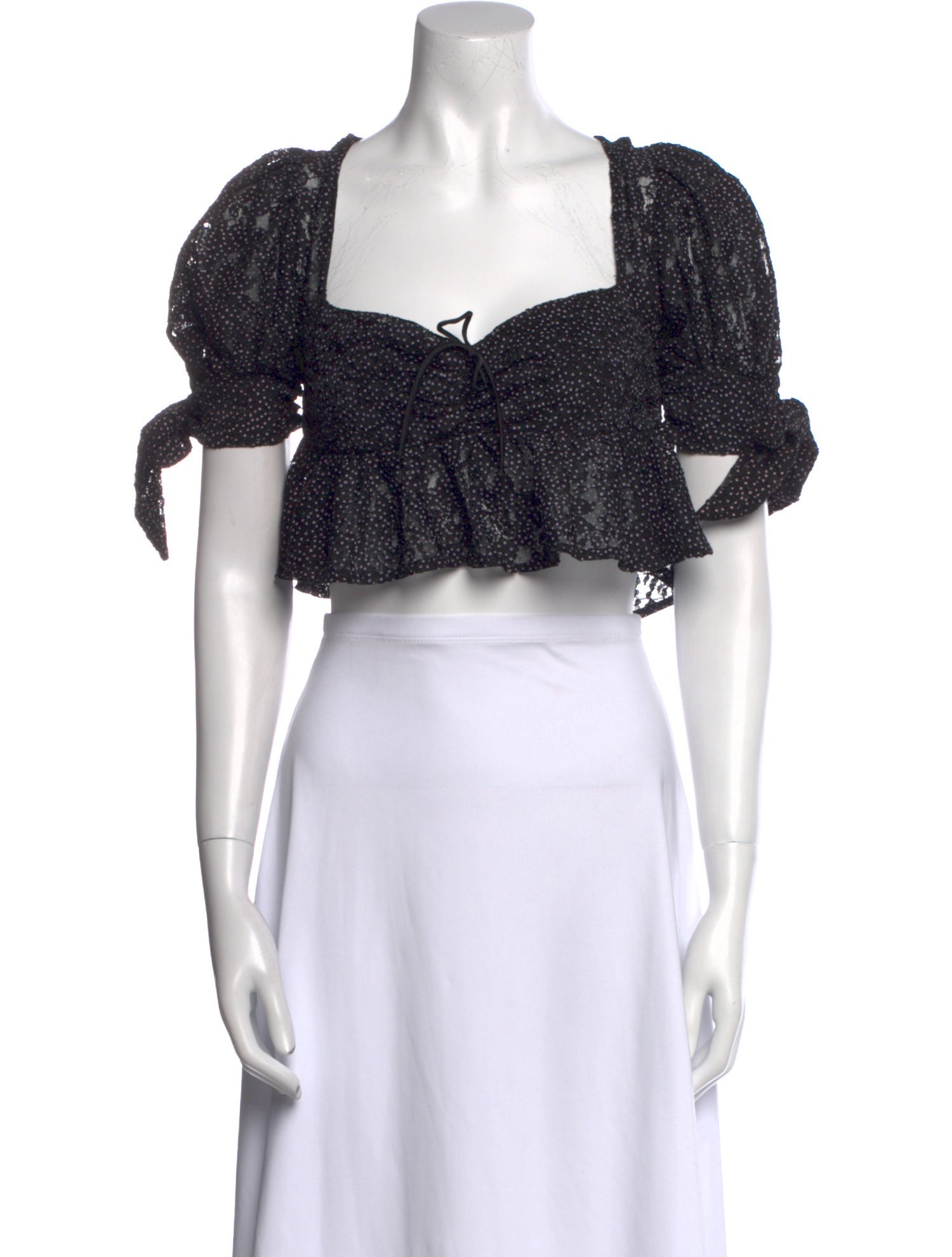 For Love & Lemons Polka Dot Print Square Neckline Crop Top