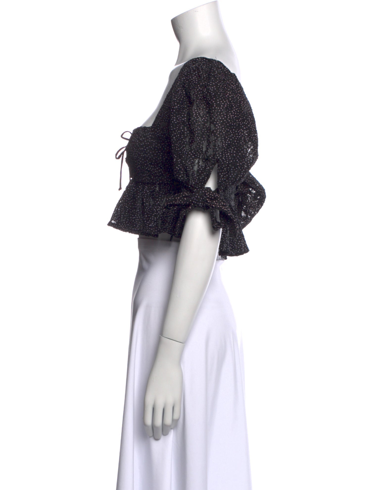 For Love & Lemons Polka Dot Print Square Neckline Crop Top