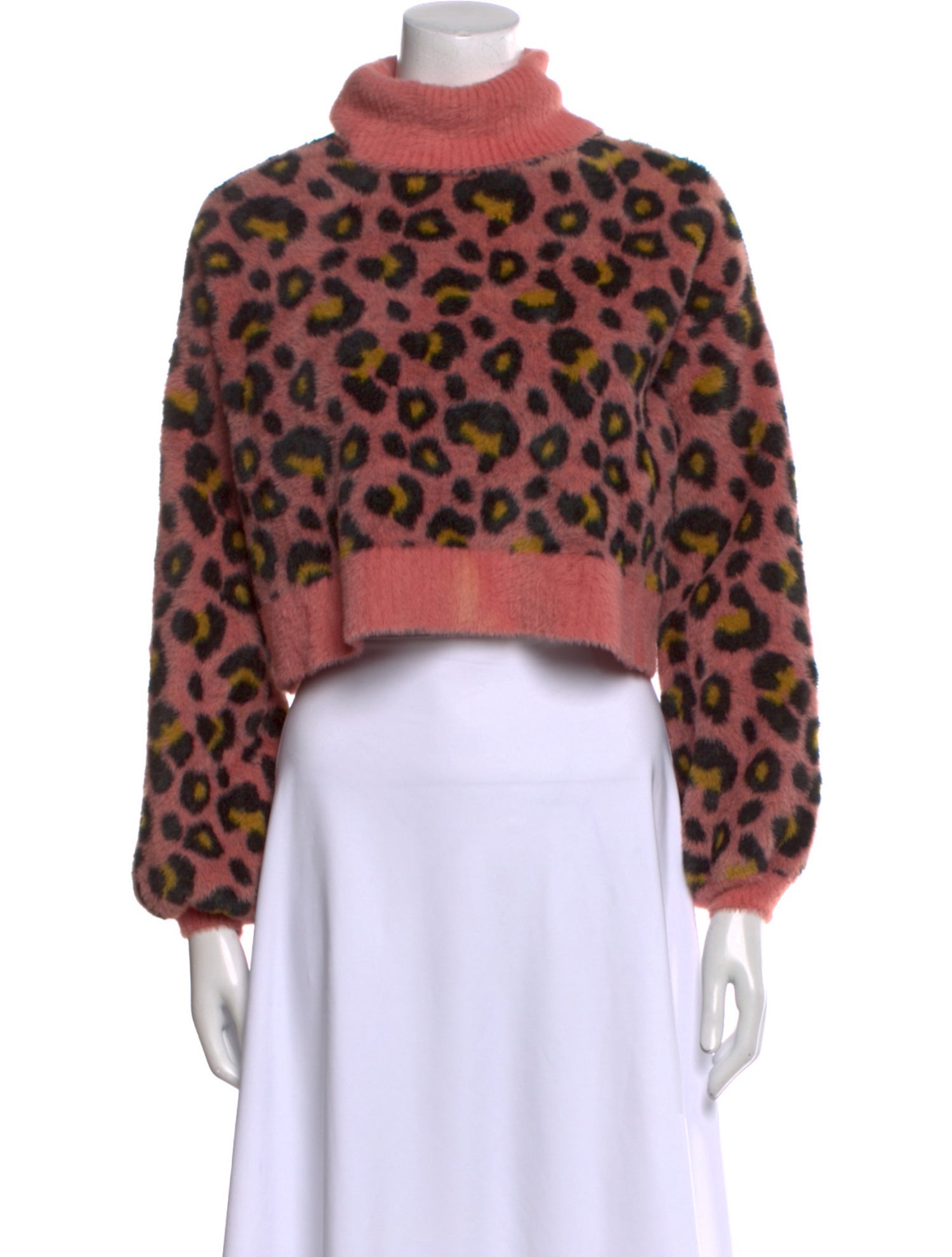 For Love & Lemons Animal Print Turtleneck Sweater