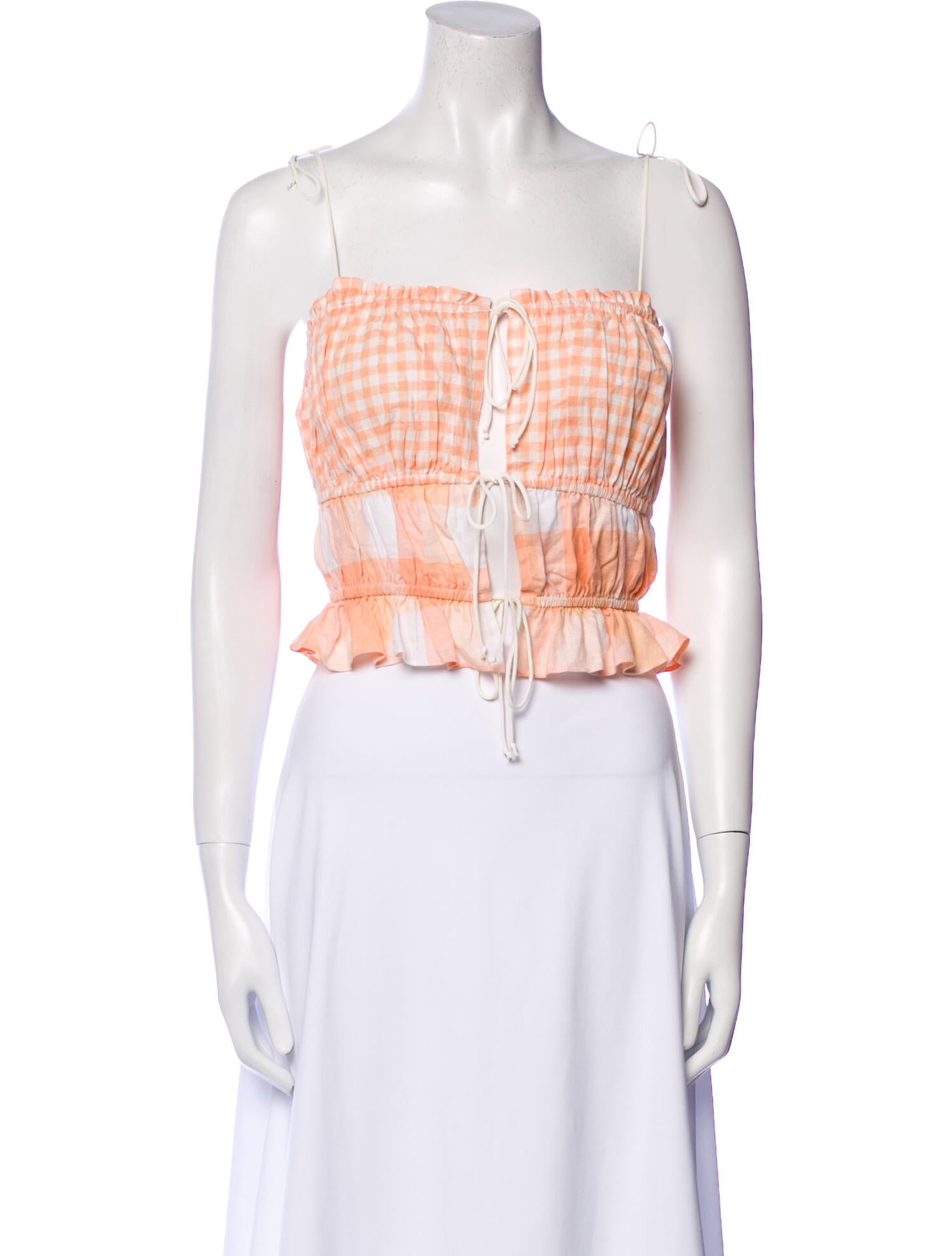 For Love & Lemons Plaid Print Square Neckline Crop Top