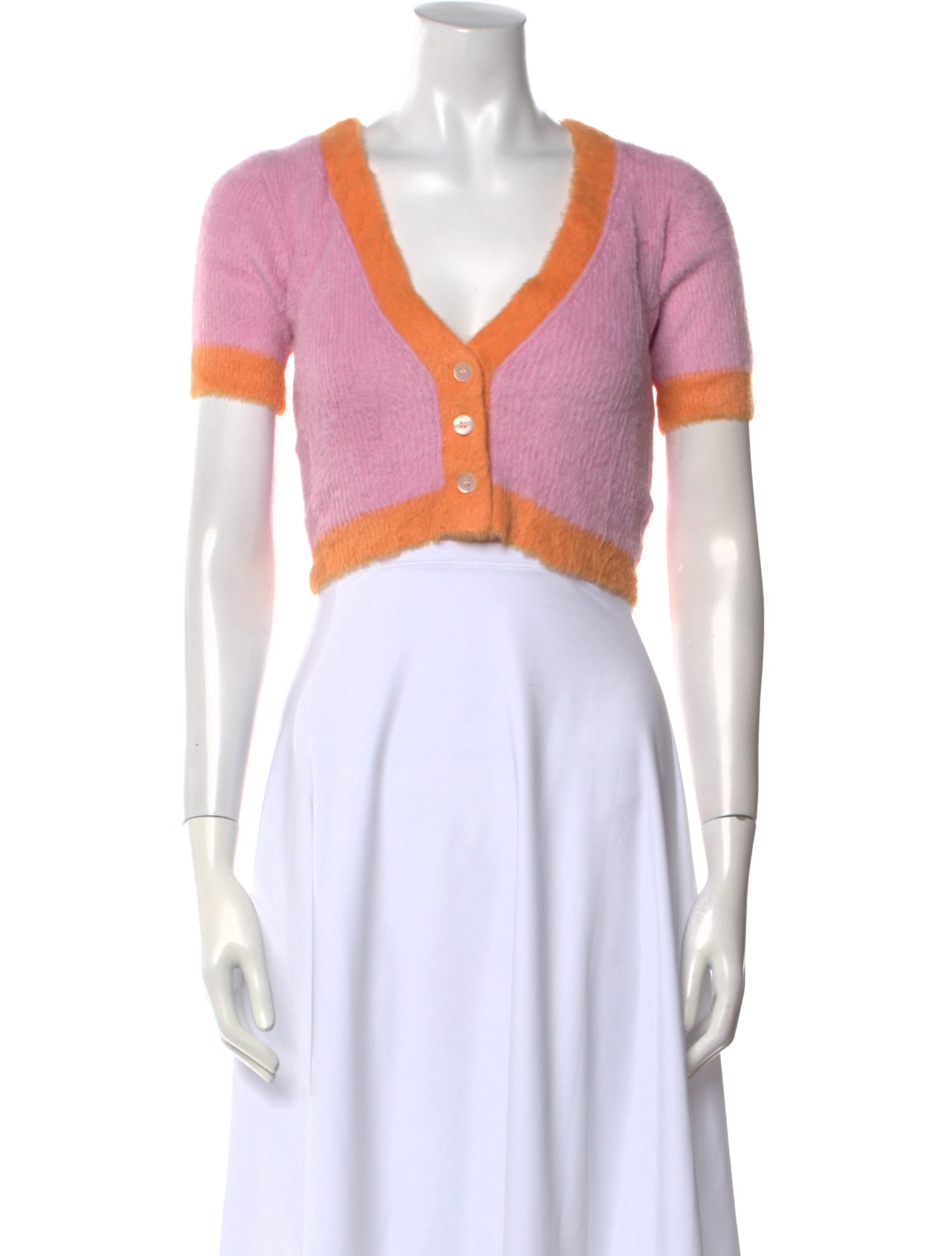 For Love & Lemons Colorblock Pattern V-Neck Sweater