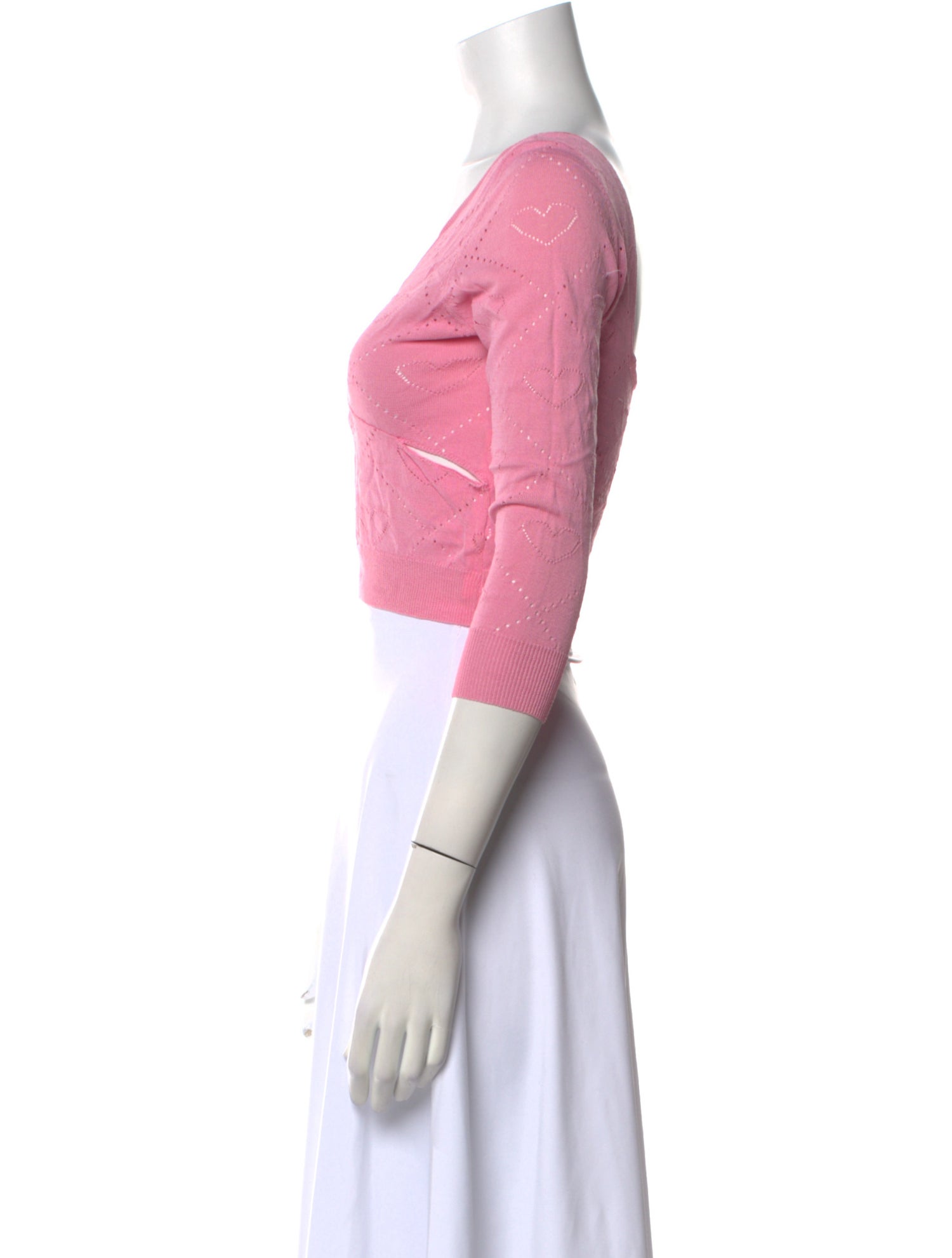 For Love & Lemons V-Neck Three-Quarter Sleeve Crop Top