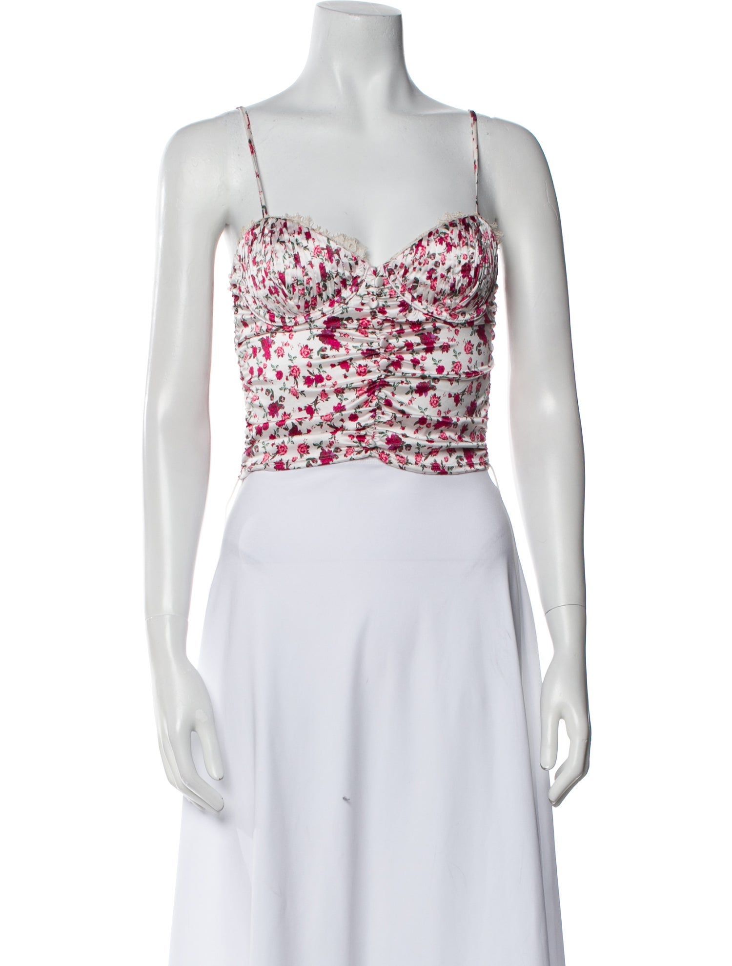 For Love & Lemons Floral Print Square Neckline Crop Top