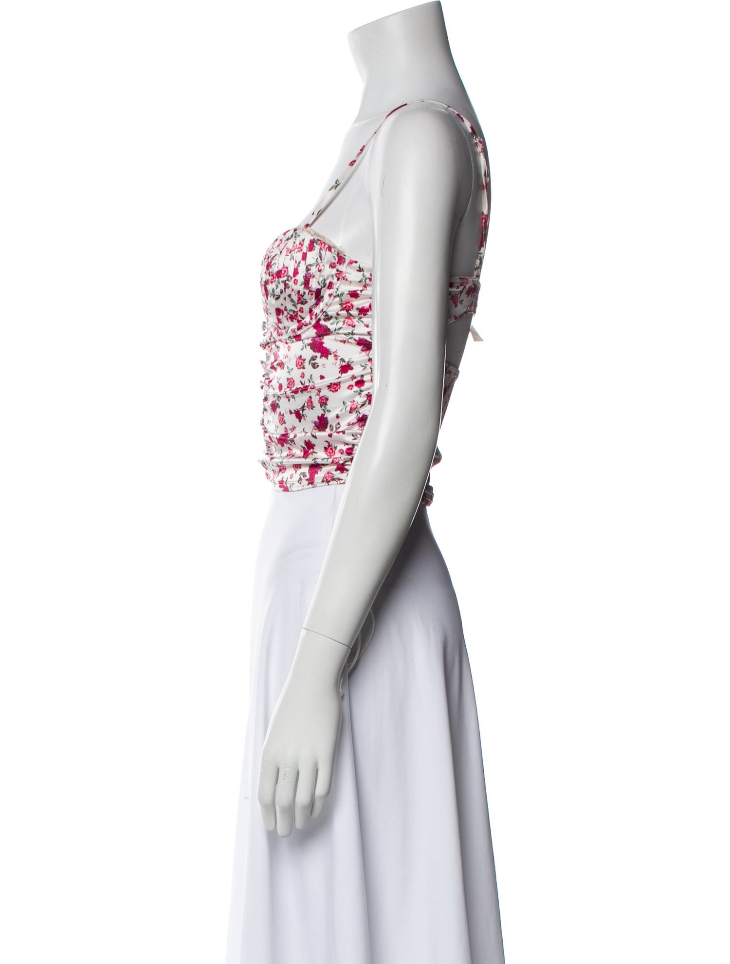 For Love & Lemons Floral Print Square Neckline Crop Top