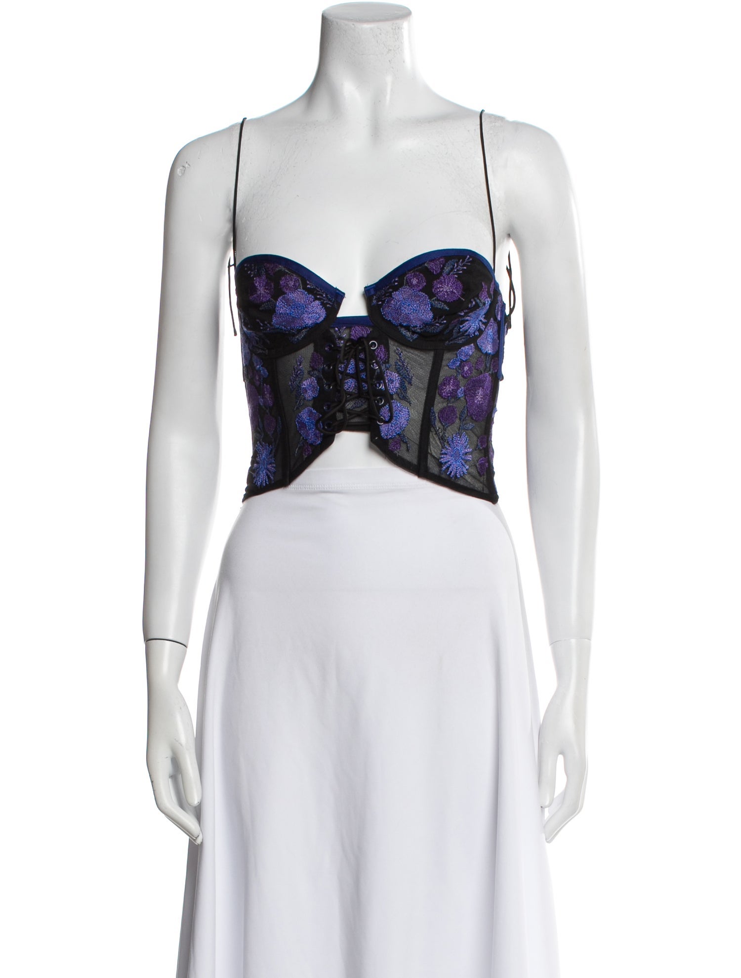 For Love & Lemons Lace Pattern Strapless Crop Top