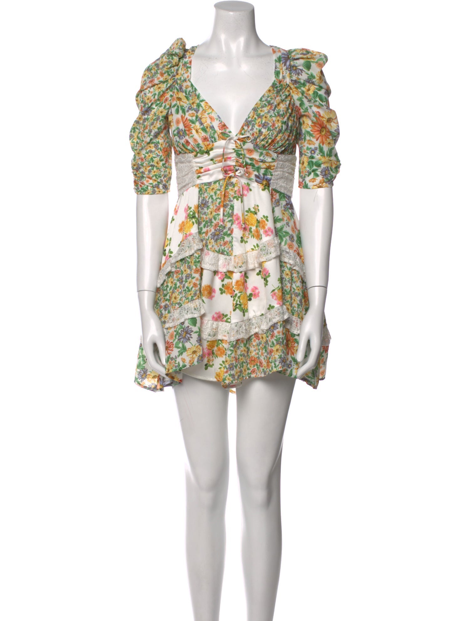 For Love & Lemons Floral Print Mini Dress