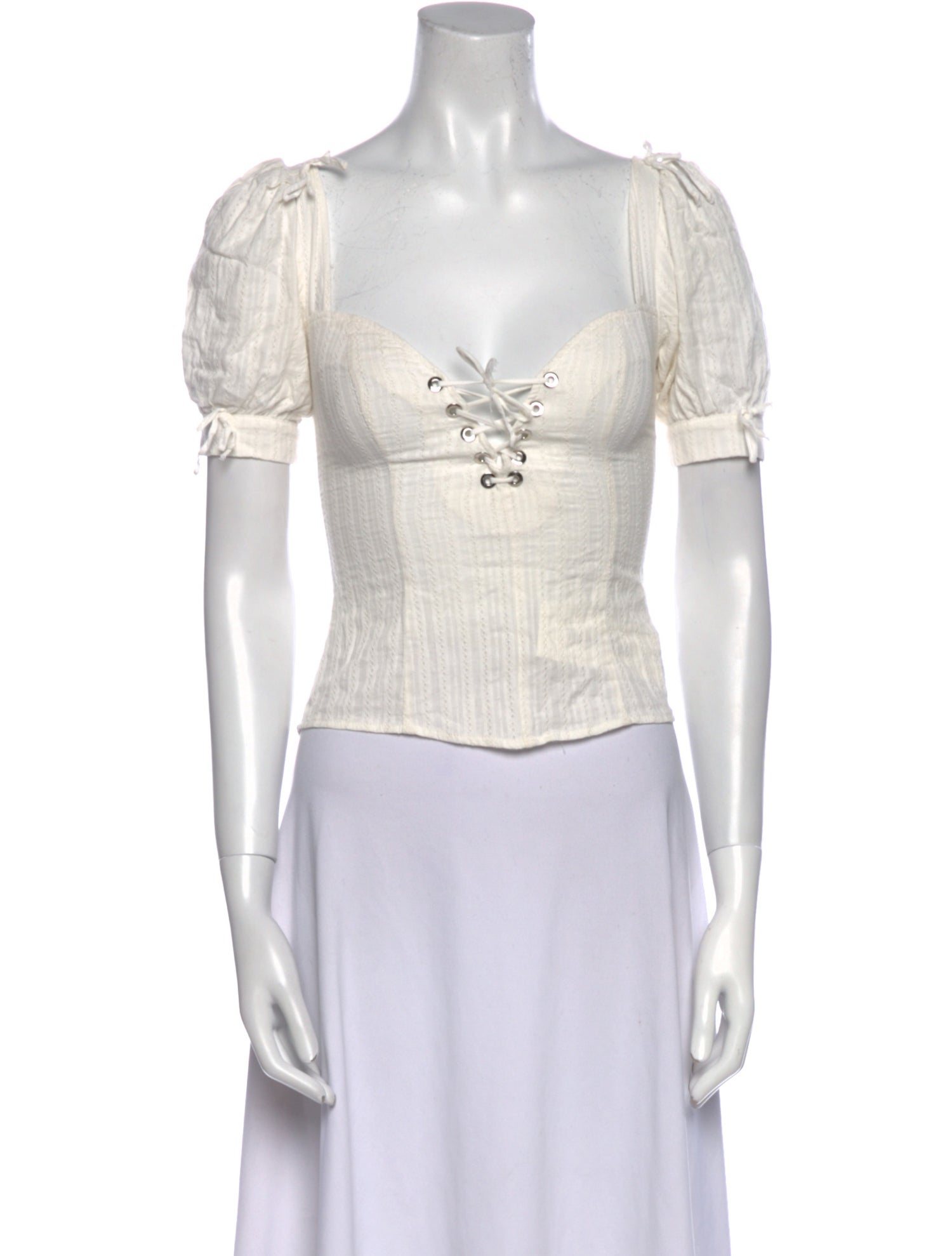 For Love & Lemons Square Neckline Short Sleeve Crop Top