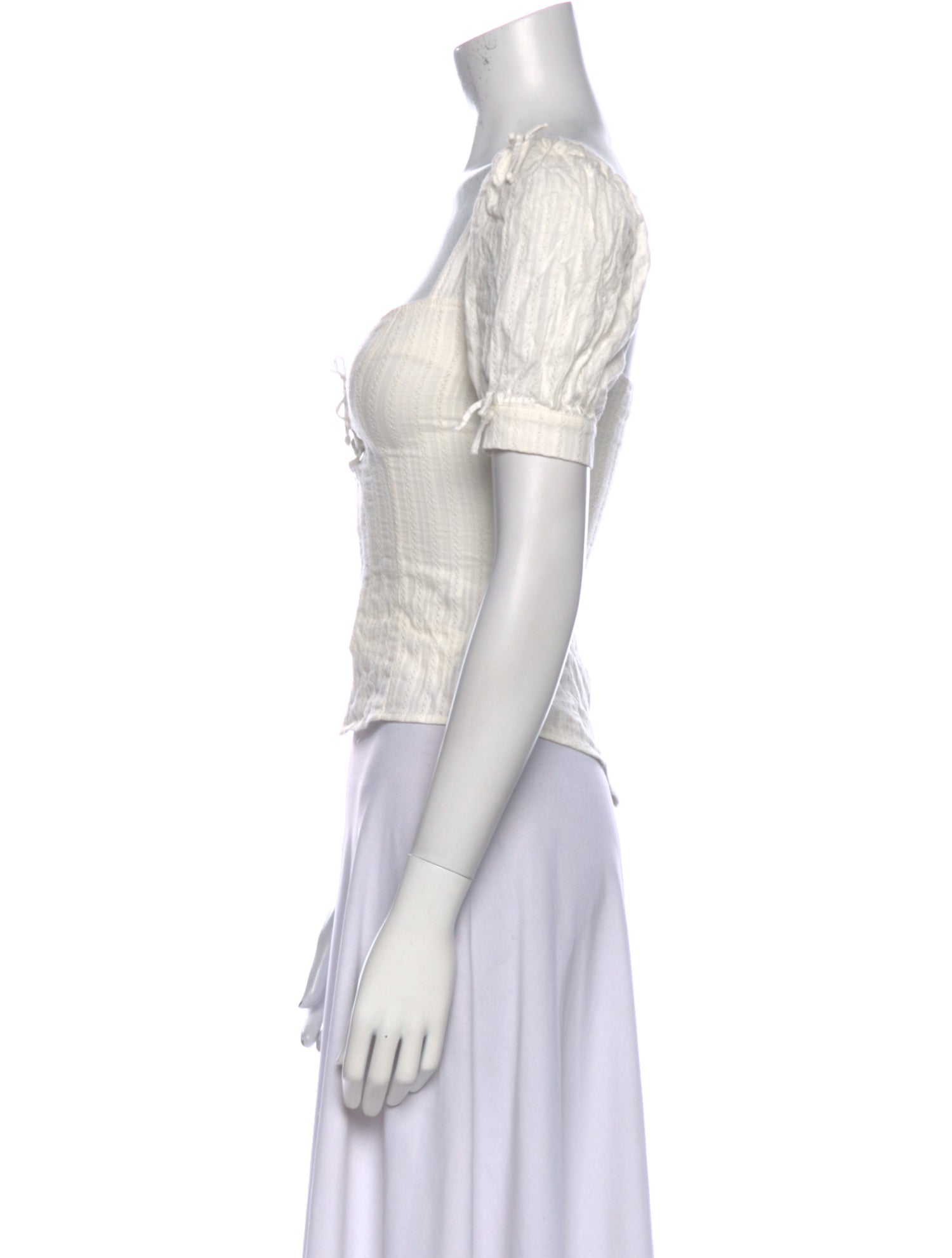 For Love & Lemons Square Neckline Short Sleeve Crop Top