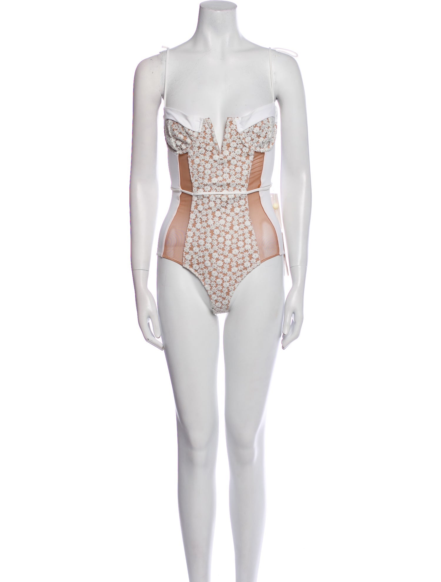 For Love & Lemons Lace Pattern Mesh Accents One-Piece
