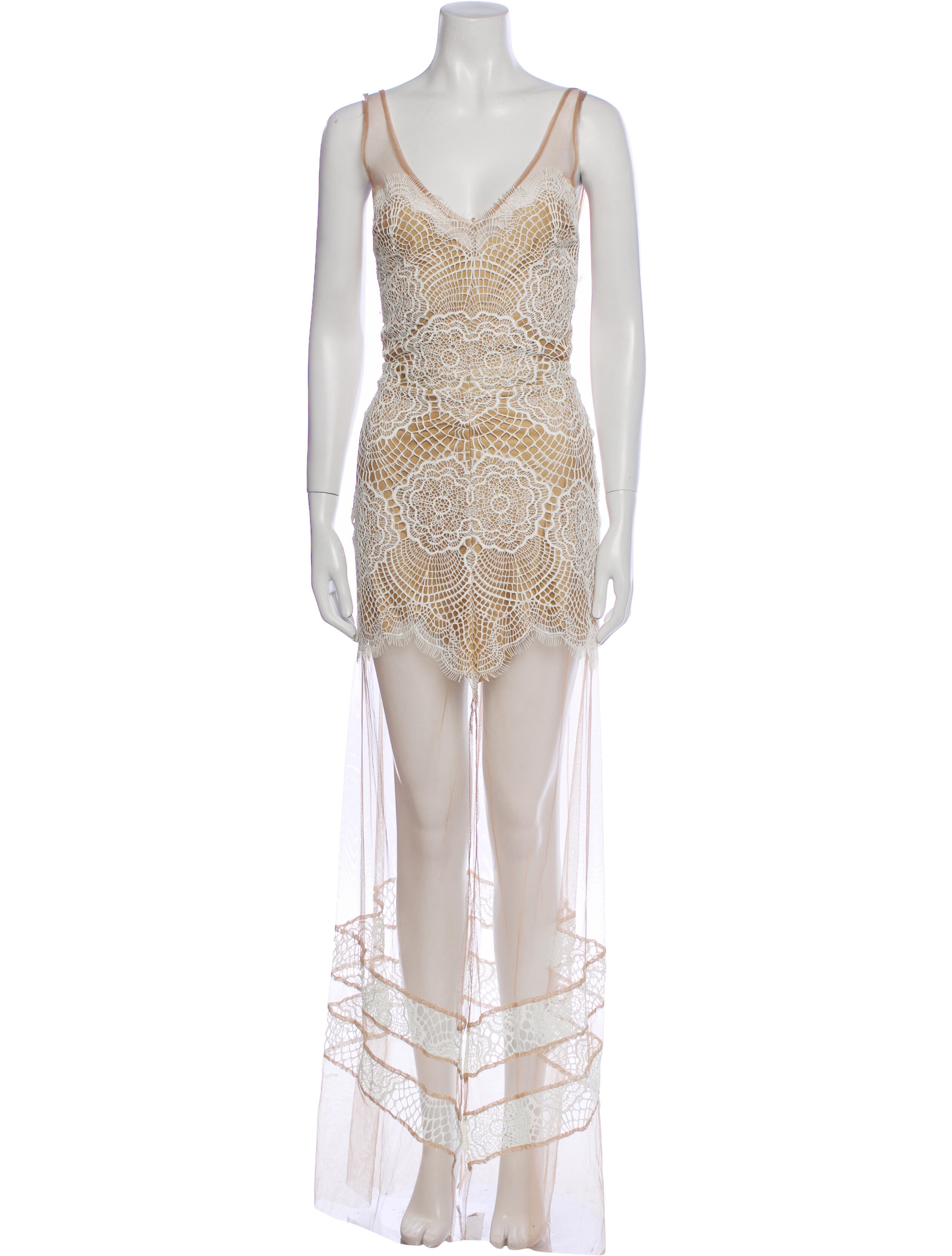 For Love & Lemons Lace Pattern Long Dress