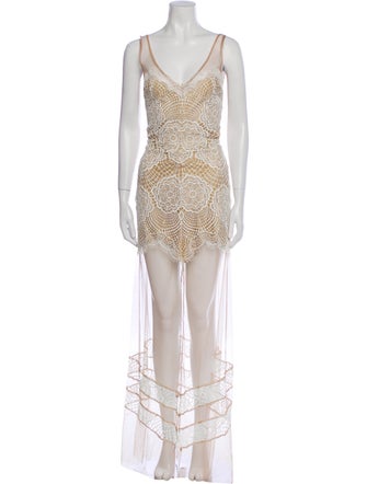 For Love & Lemons Lace Pattern Long Dress